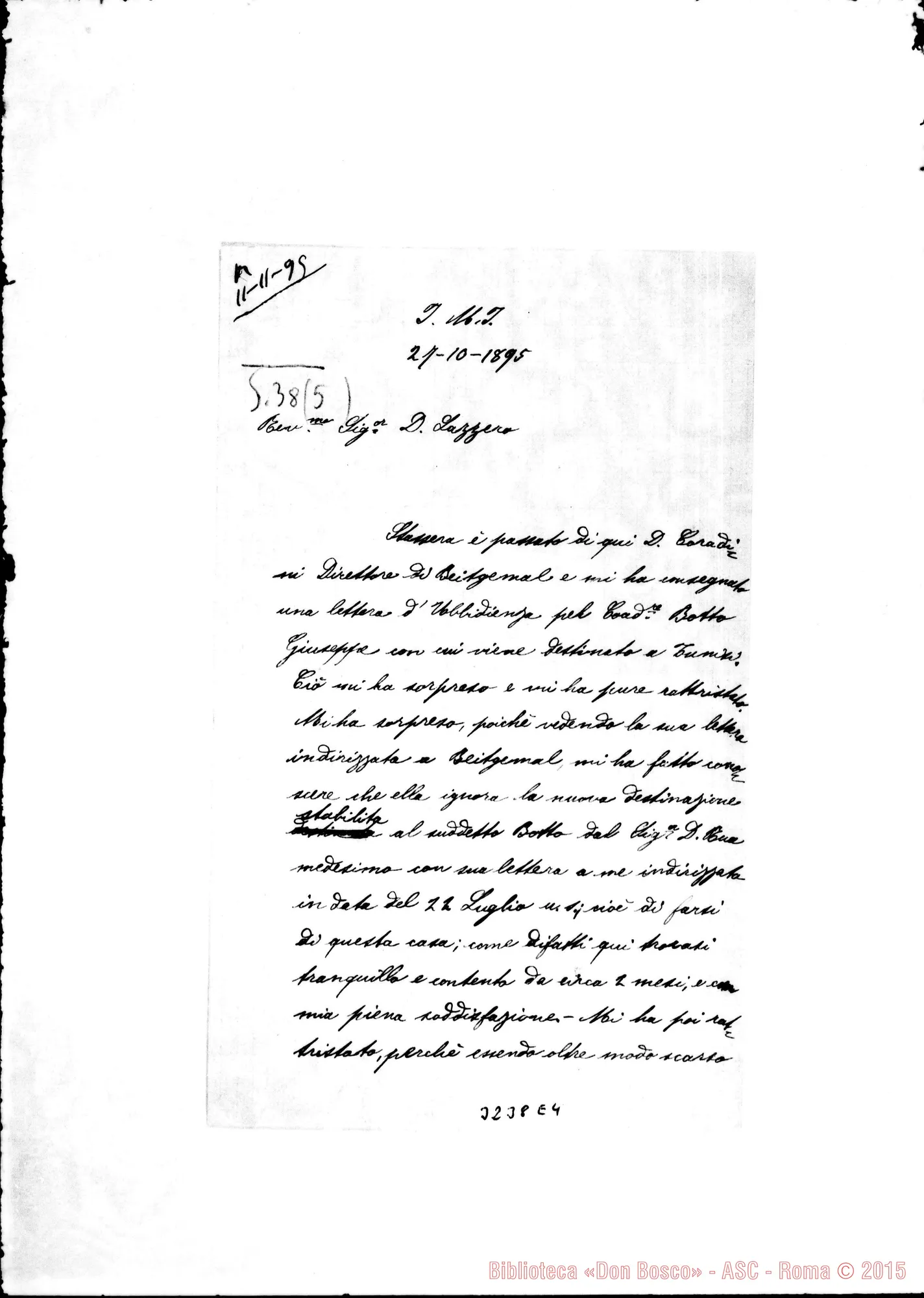 Fotogramma E 4 — Don Giuseppe Pompignoli-Don Lazzero. Cremisan, 27-10-1895