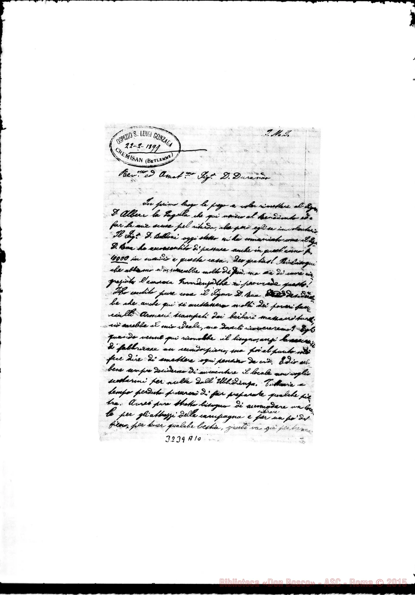 Fotogramma A 10 — Don Giuseppe Pompignoli-Don Durando. Cremisan, 2-02-1897