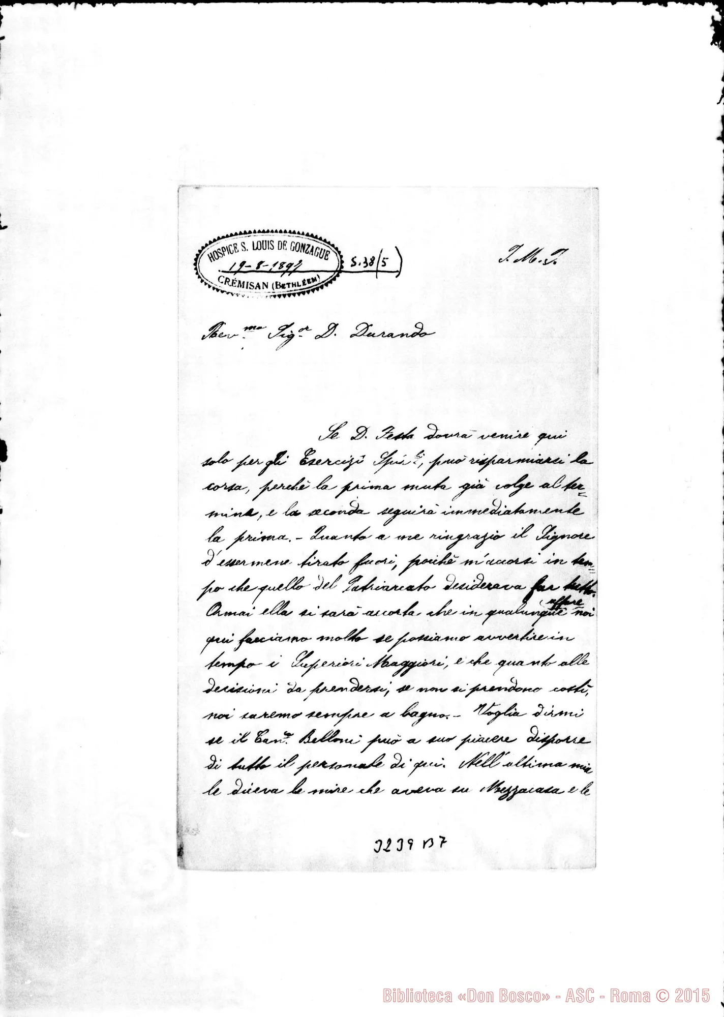 Fotogramma B 7 — Don Pompignoli-Don Durando. Cremisan, 19-08-1897
