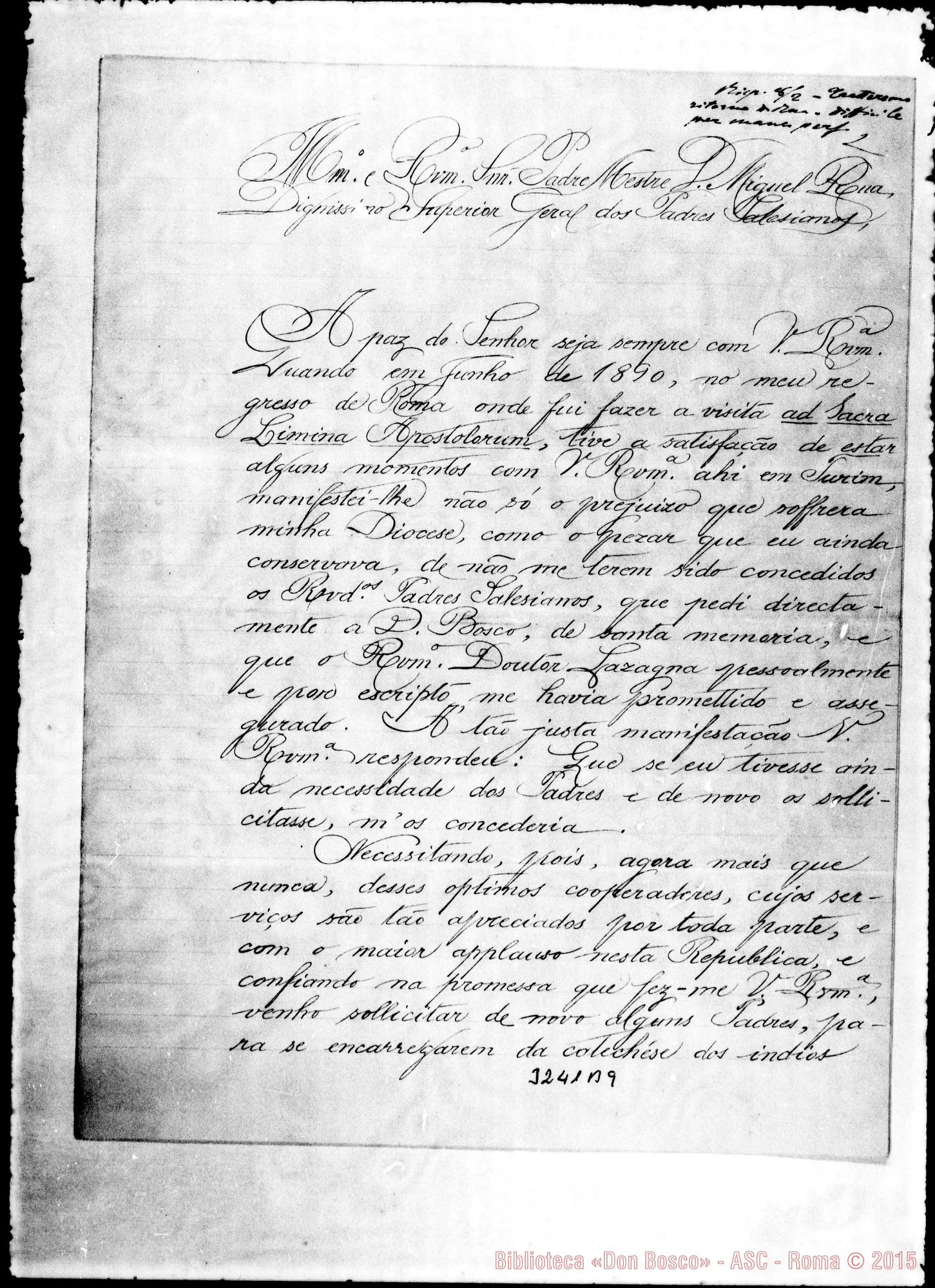 Fotogramma B 9 — Carlo Luigi d’Amour, vesc.-Don Rua. Cuyaba, 7-12-1891