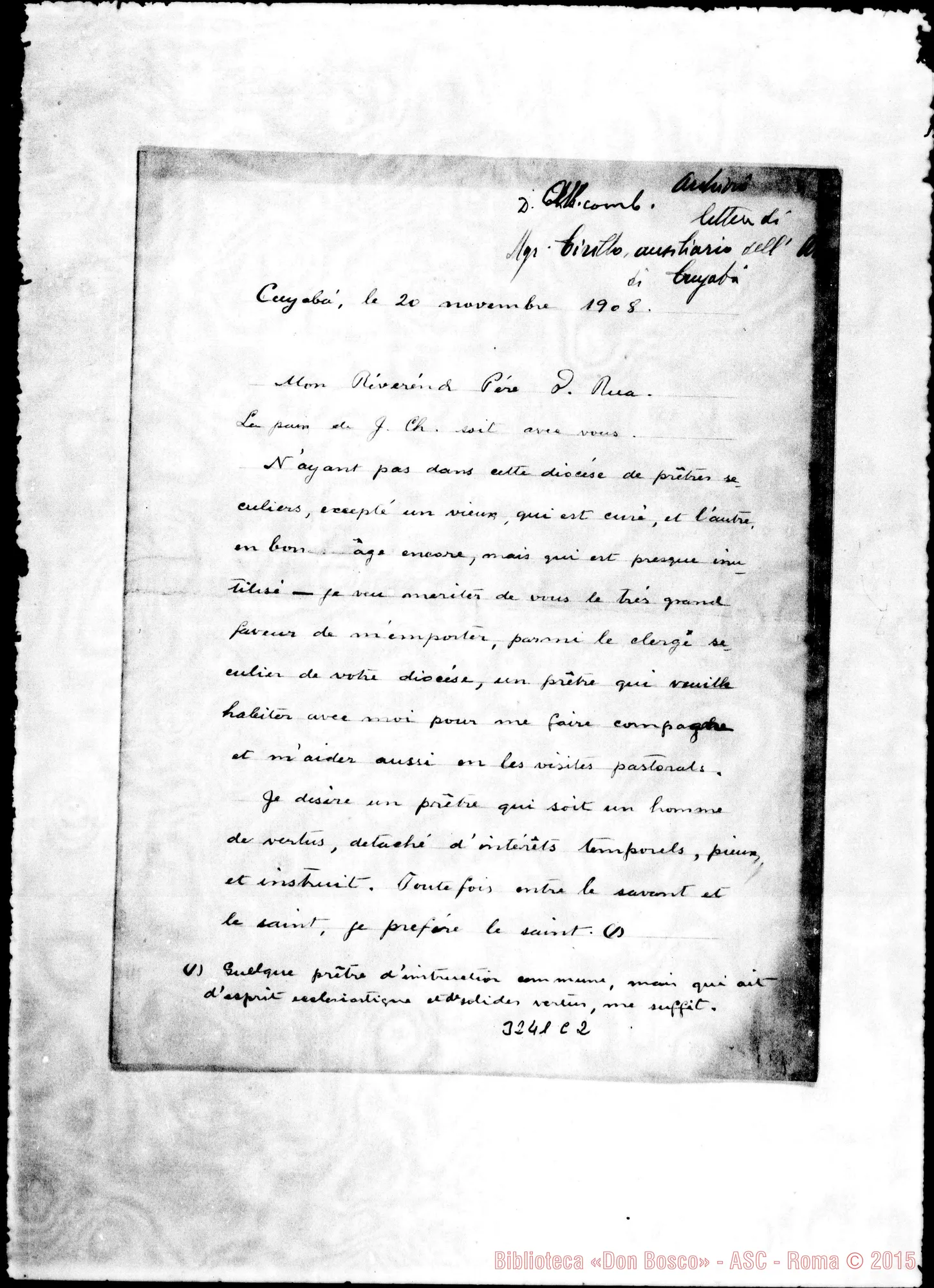 Fotogramma C 2 — Cirillo de Paula Freitas, vesc. ausil.-Don Rua. Cuyaba, 20-11-1908