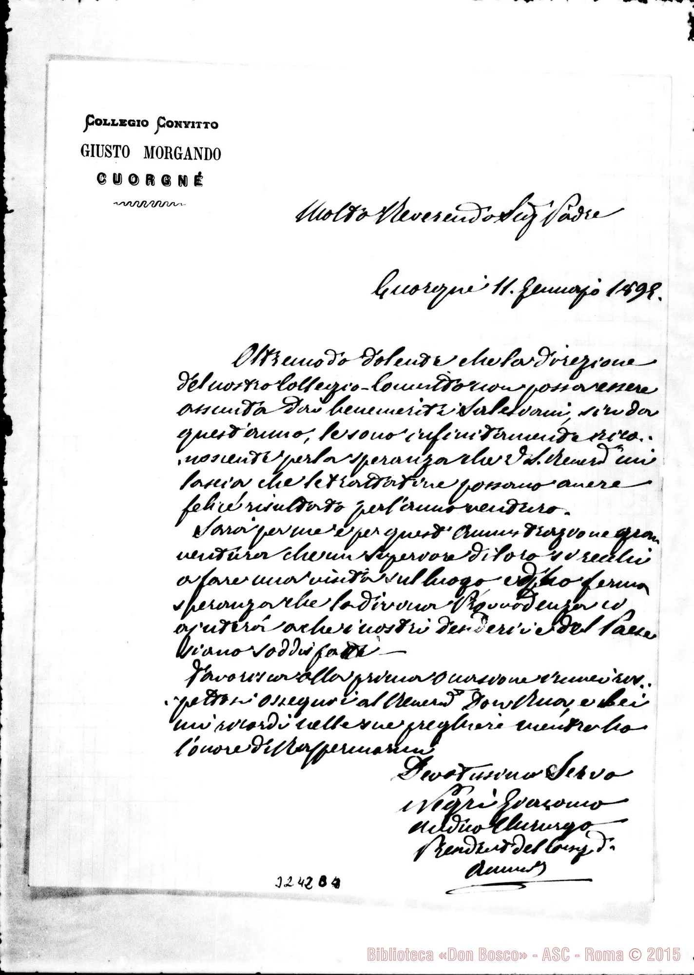 Fotogramma B 4 — Dott. Negri Giacomo-Rev.do Padre. Cuorgnè, 11-01-1898