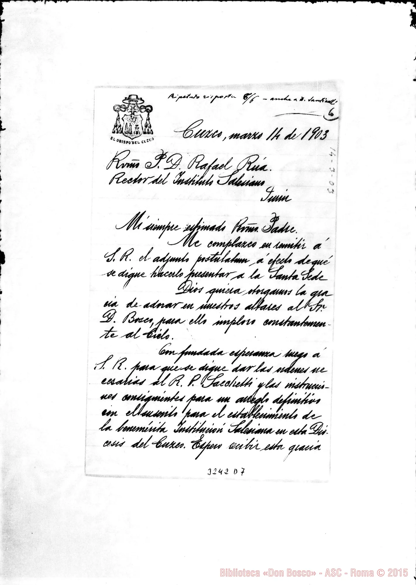 Fotogramma D 7 — Juan Antonio Falcón, vesc.-Don Rua. Cuzco, 14-03-1903