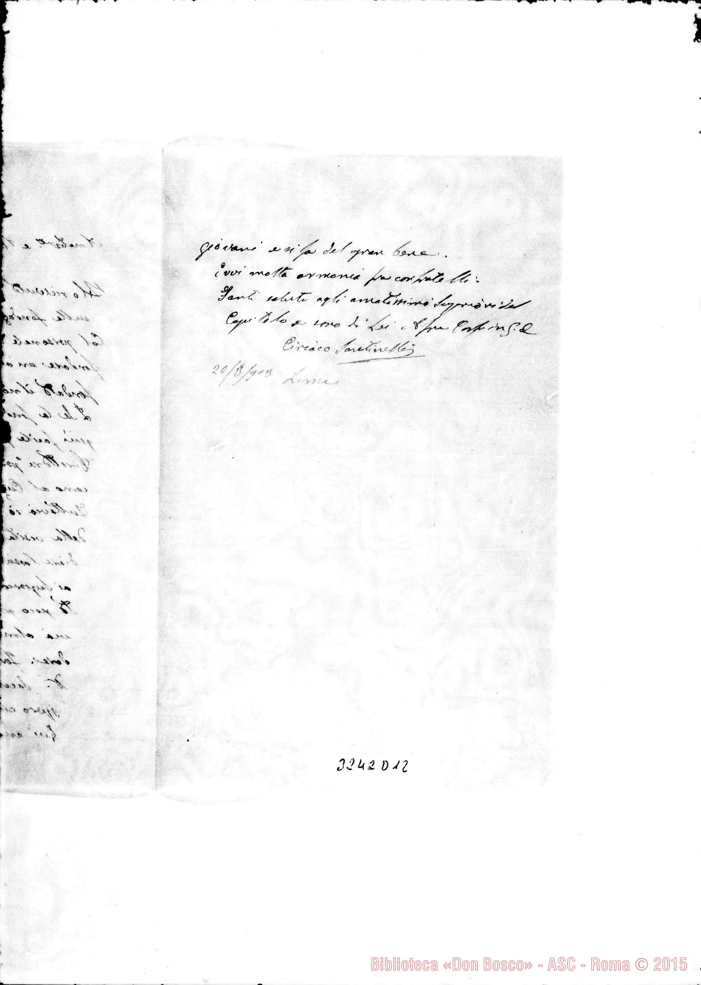 Fotogramma D 12 — Don Ciriaco Santinelli-Don Durando. Lima, 20-03-1903