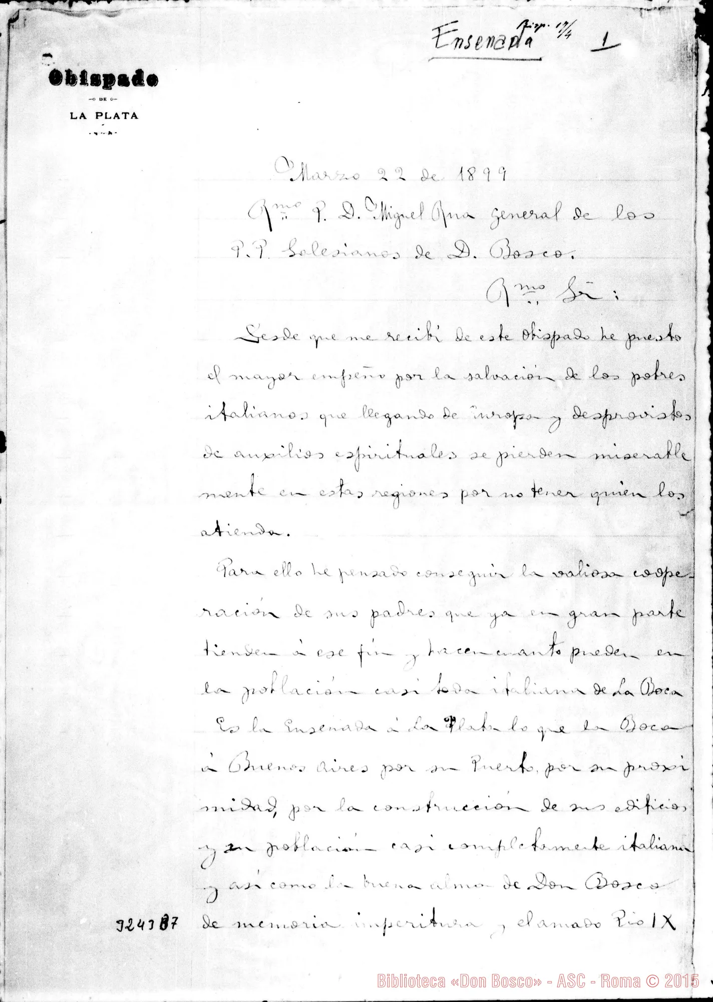 Fotogramma B 7 — Mariano Antonio de Espinosa, vesc.-Don Rua. La Piata, 22-03-1899