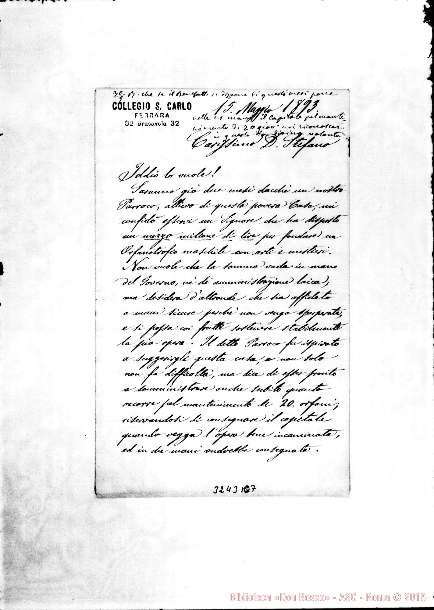 Fotogramma C 7 — Can. Andrea Baldi-D. Trione. Ferrara, 15-05-1893 Autogr. Rua