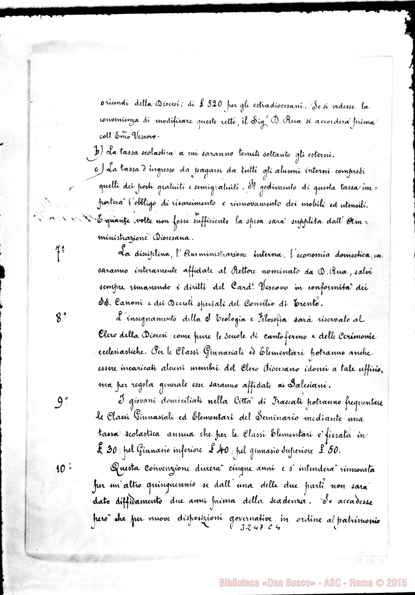 Fotogramma C 4 — Convenzione con firma autogr. del card. Vannutelli E Don Rua. 1896