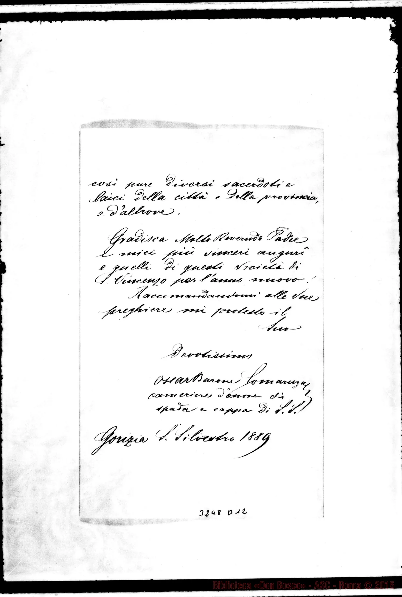 Fotogramma D 12 — Oscar Somaruga-Don Rua. Gorizia, 30-12-1889 Autogr. Rua