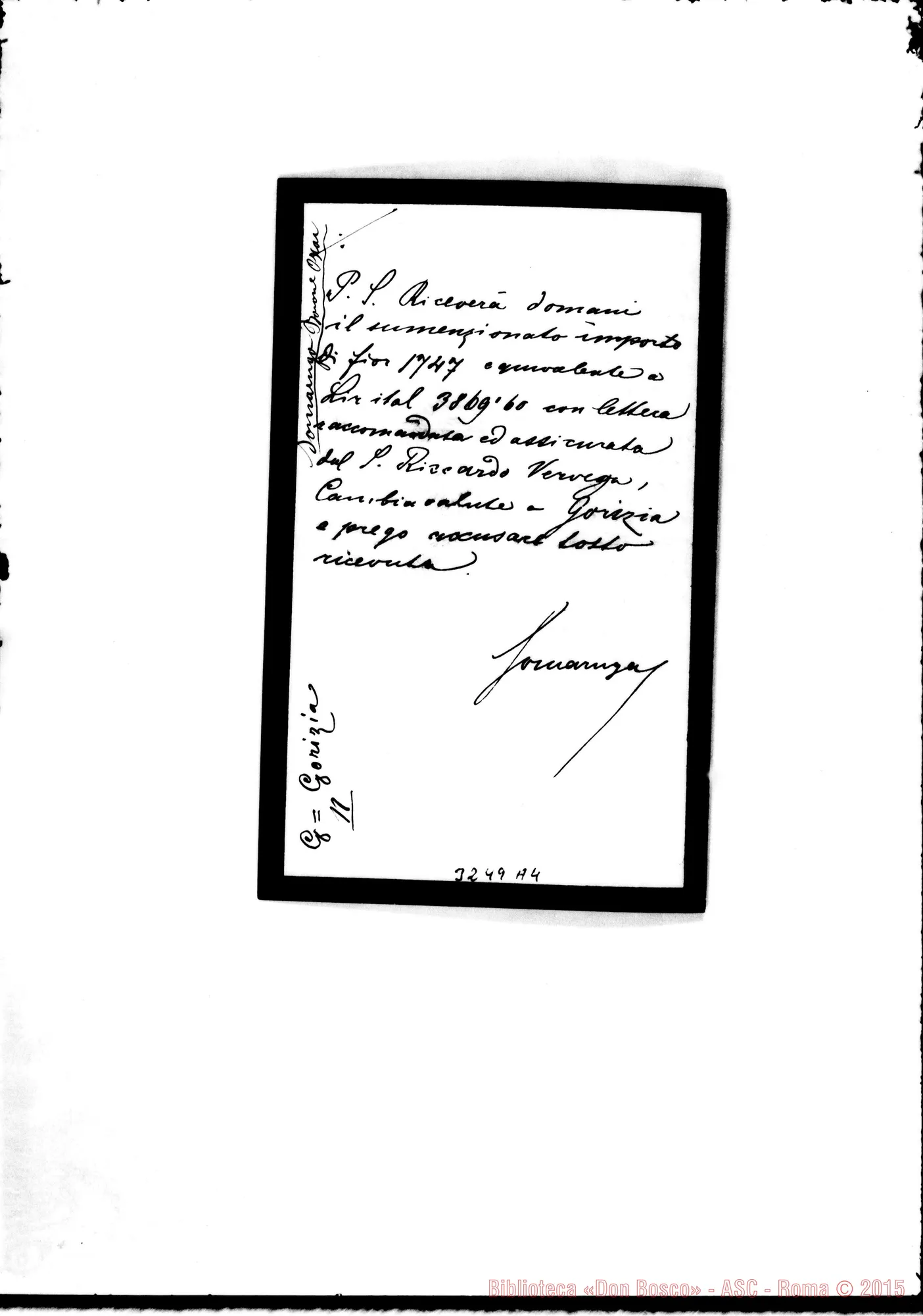 Fotogramma A 4 — Oscar Somaruga-Don Rua. Gorizia, 8-11-1894 Autogr. Rua
