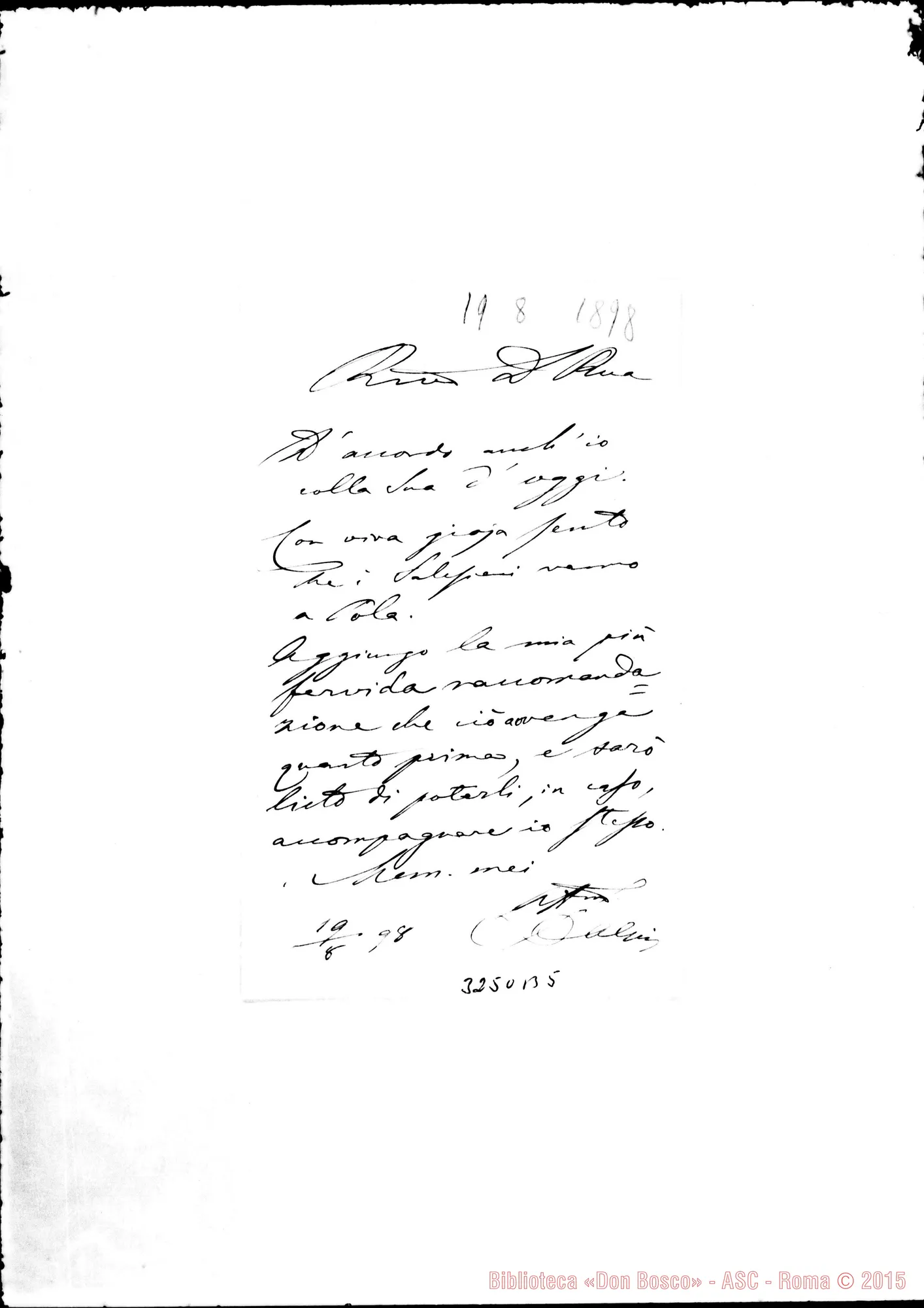 Fotogramma B 5 — Don Domenico Alpi-Don Rua. Gorizia, 19-08-1898