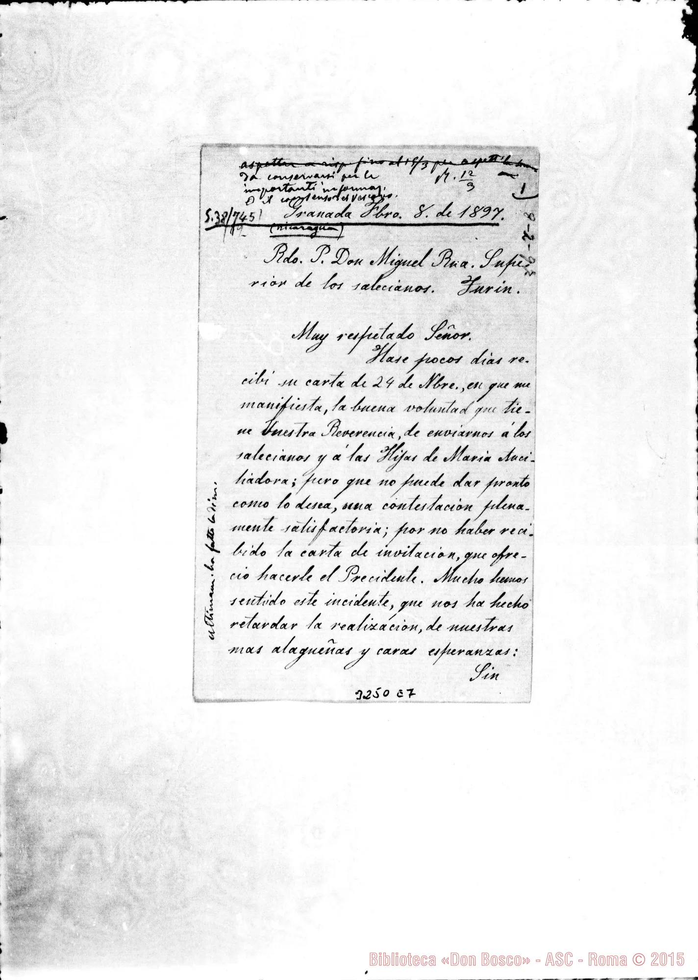 Fotogramma E 7 — Elena Arellano-Don Rua. Granada, 8-02-1897 Autogr. Rua