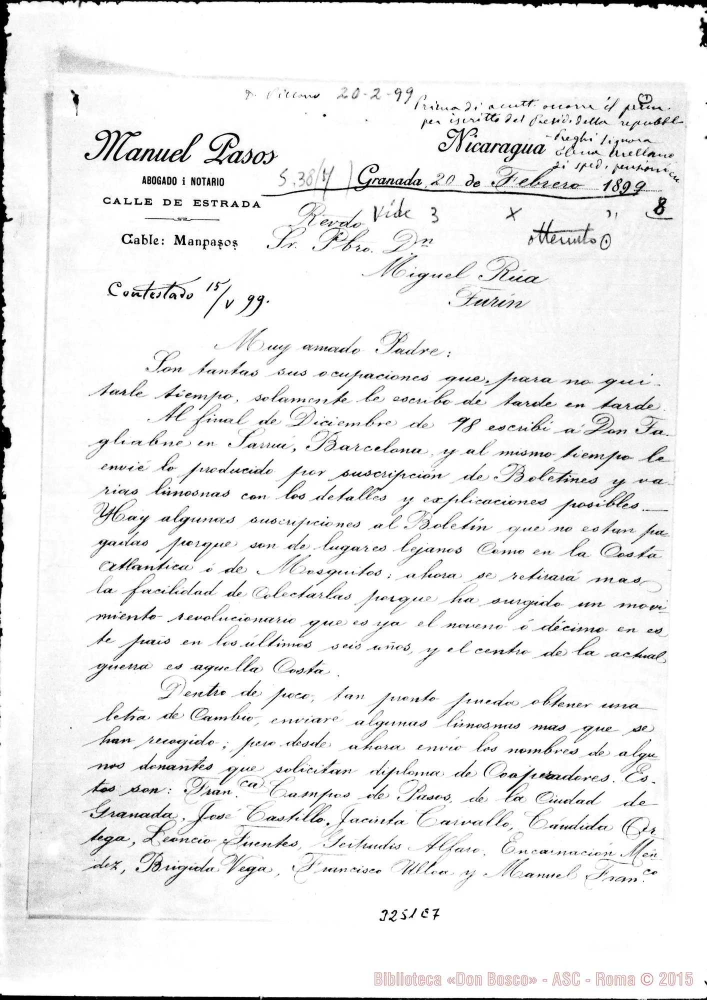 Fotogramma E 7 — Manuel Pasos, Avv.-Don Rua. Granada, 20-02-1899 Autogr. Rua