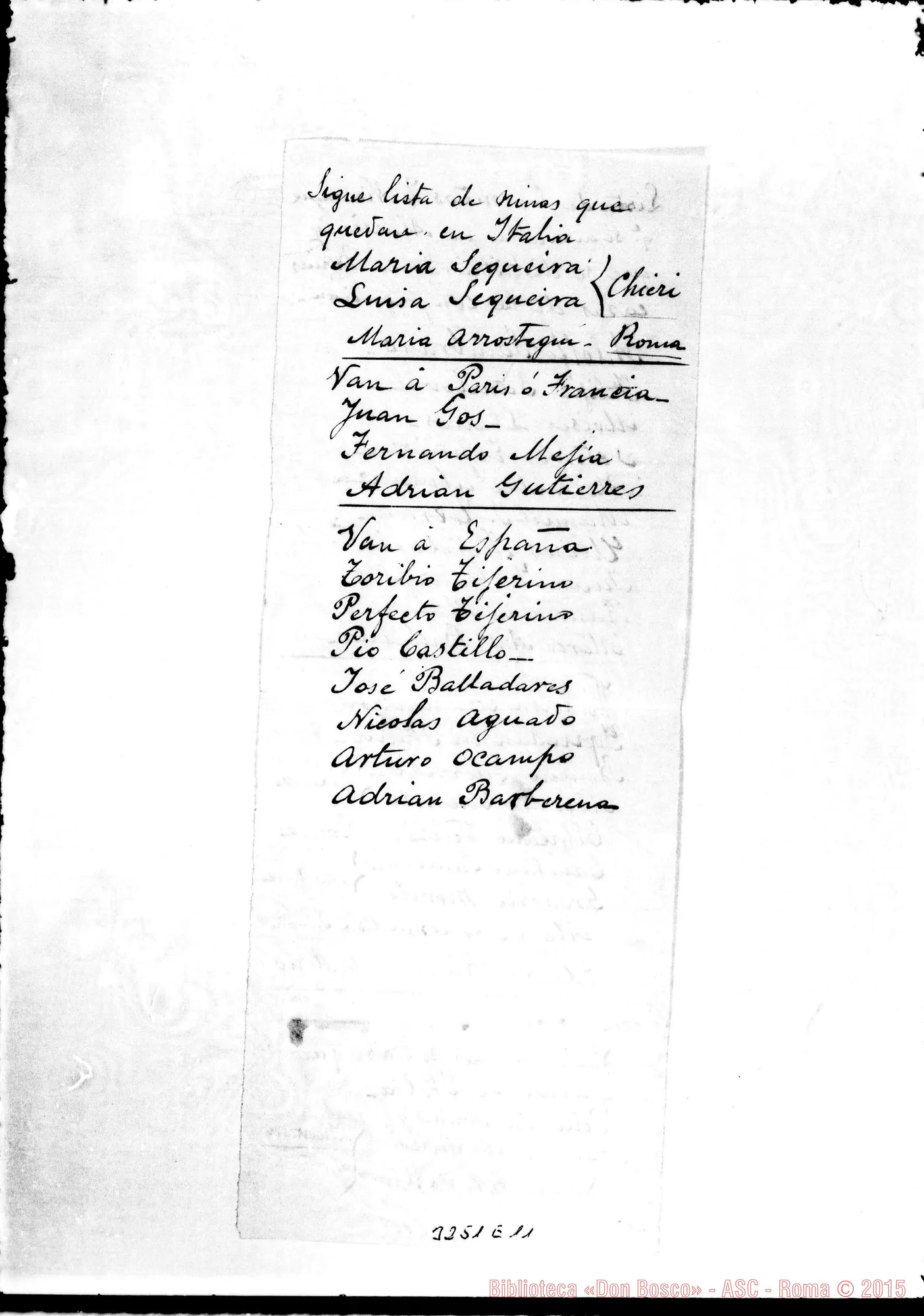 Fotogramma E 11 — Lista di giovani del Nicaragua ad Alassio