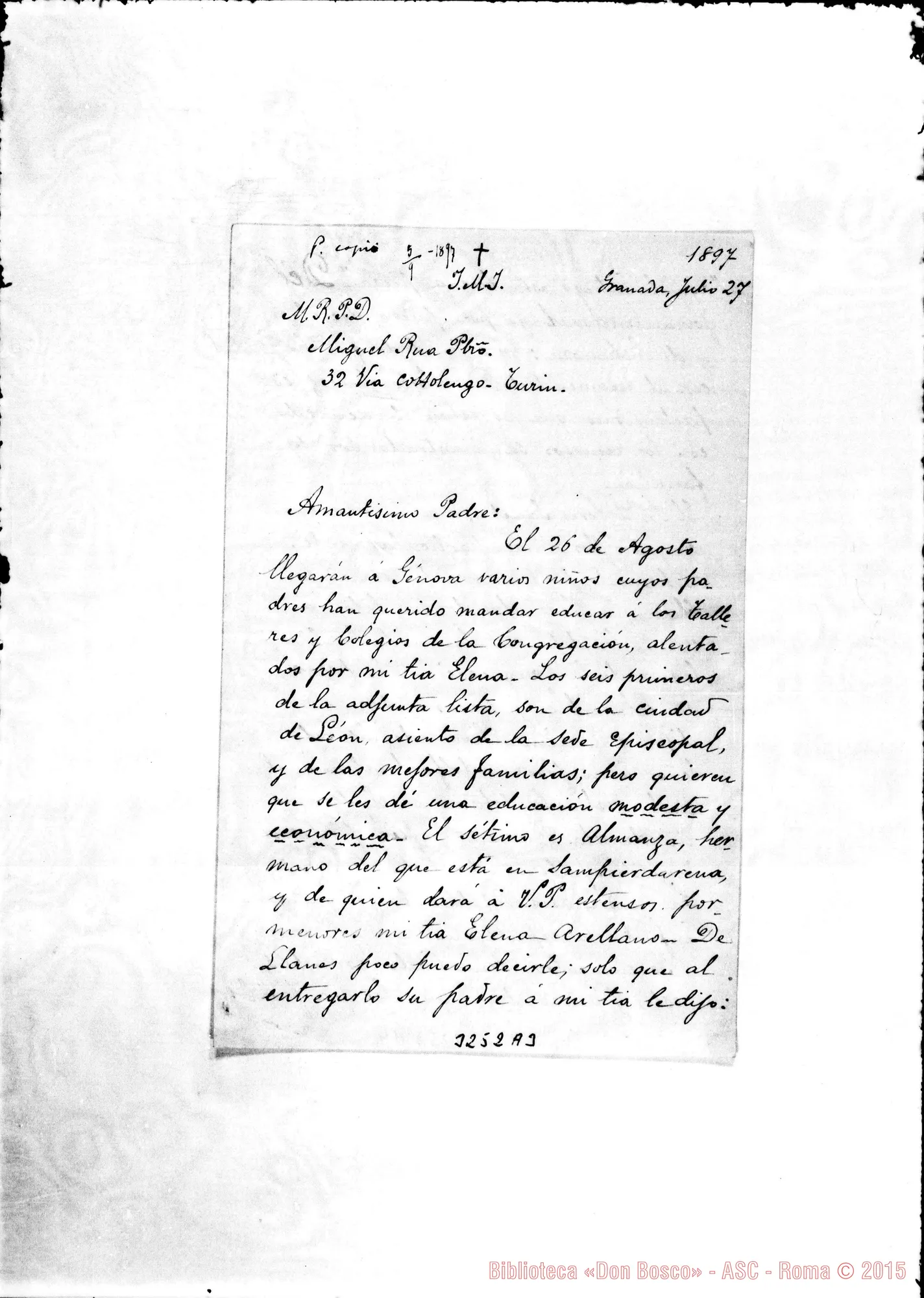 Fotogramma A 3 — Narciso Sequeira-Don Rua. Granada, 27-07-1897 Autogr. Rua