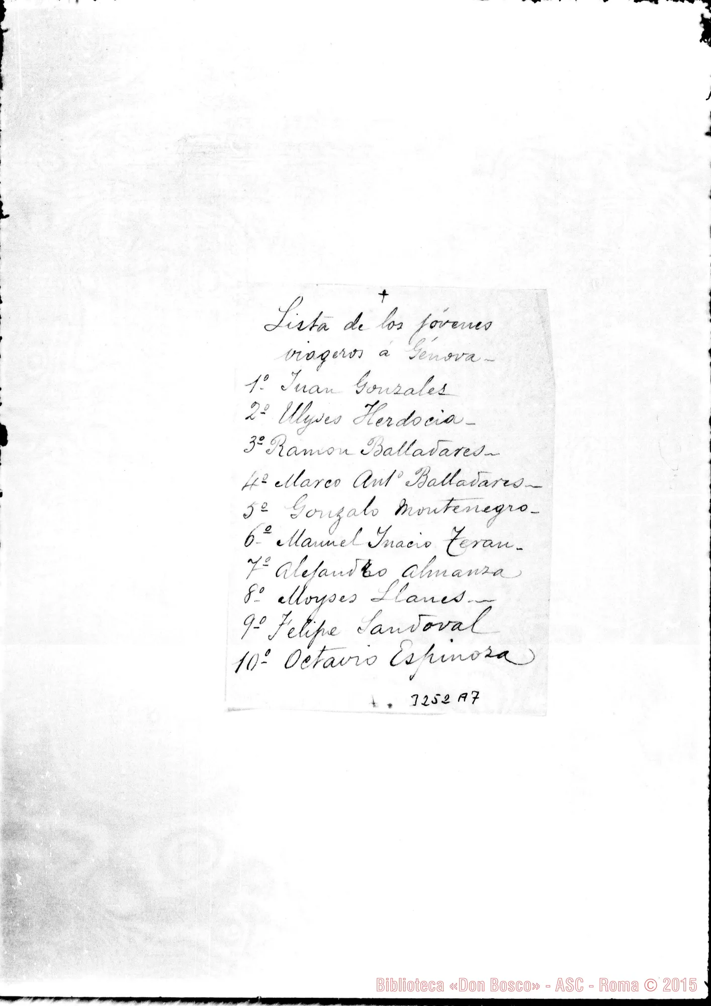 Fotogramma A 7 — Narciso Sequeira-Don Rua. Granada, 27-07-1897 Autogr. Rua