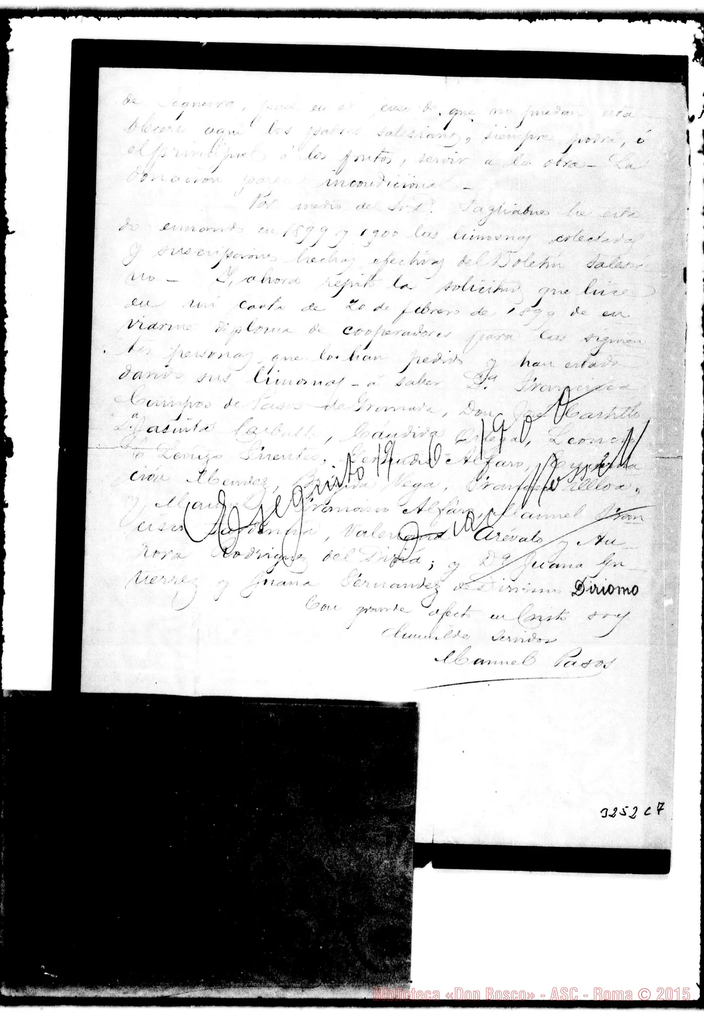 Fotogramma C 7 — Manuel Pasos-Don Rua. Granada, 7-05-1900. Acclusa traduz. Autogr. Rua