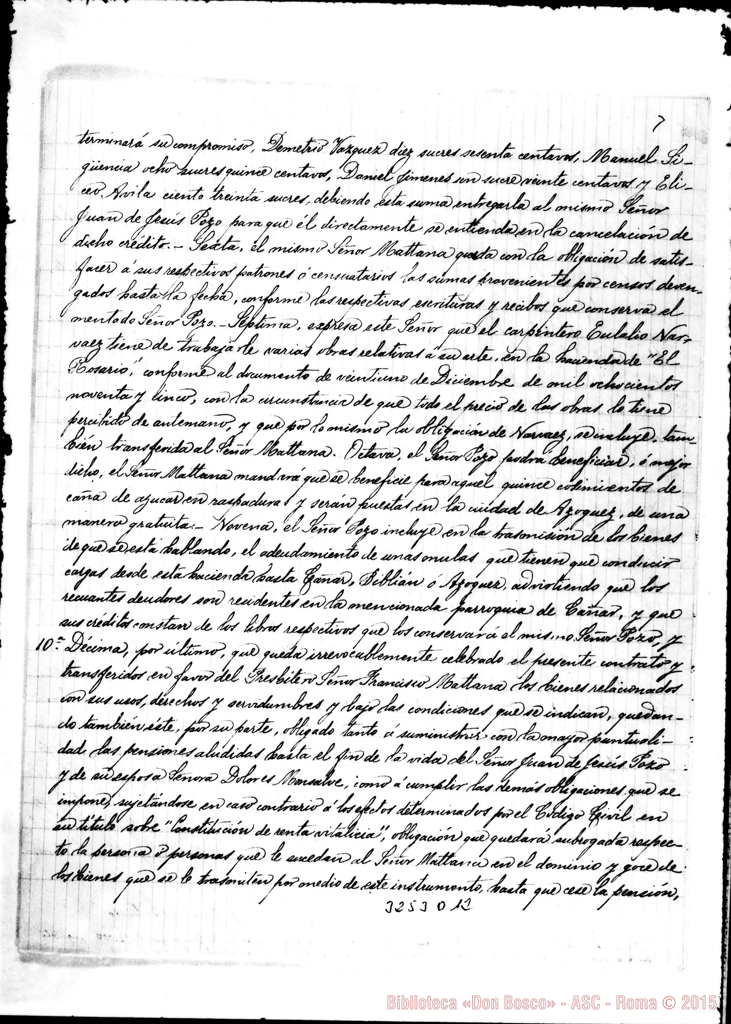 Fotogramma D 12 — Contratto tra Don Mattana ed il Sig. Pozzo, 1’ 11-01-1907 Copia