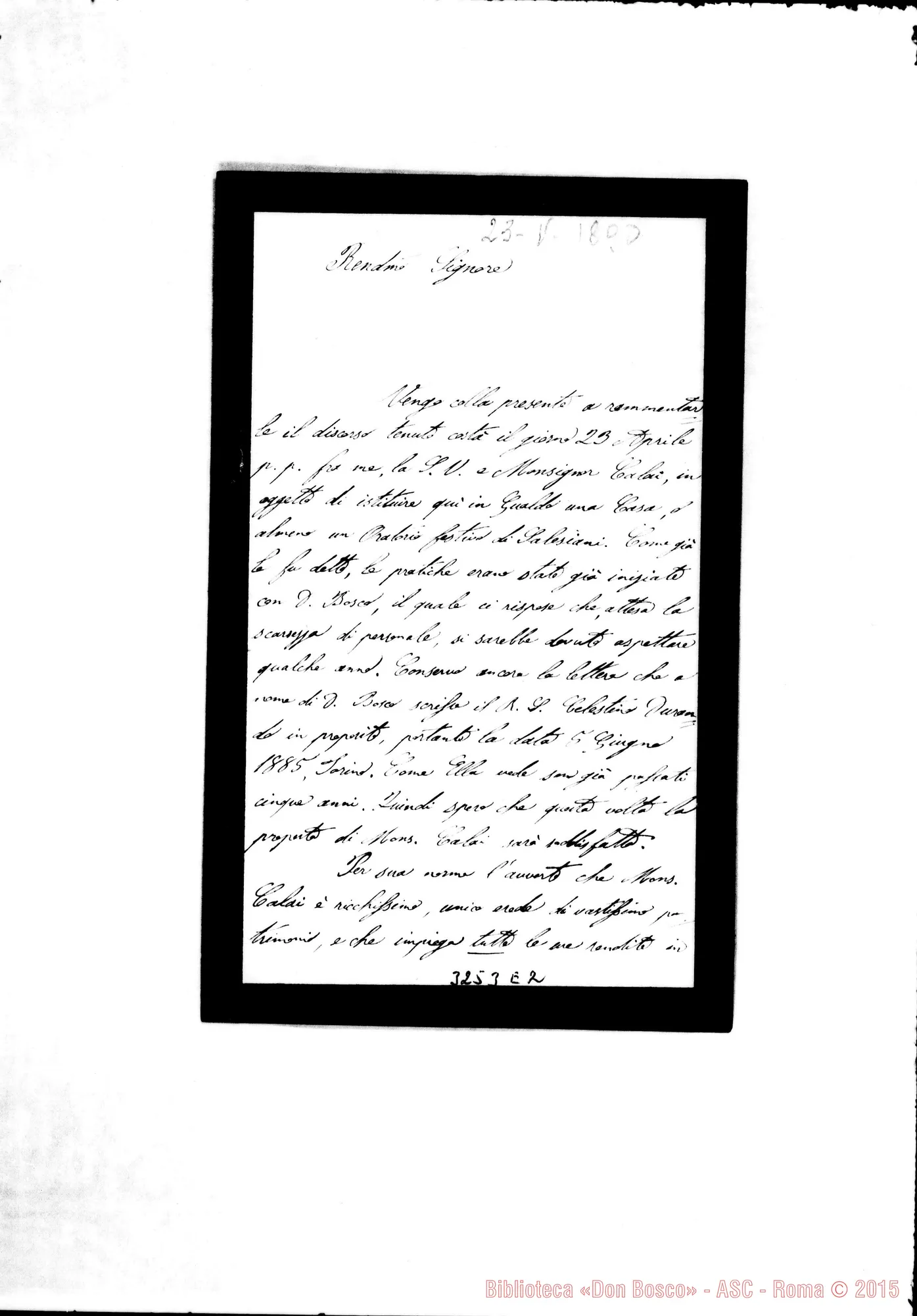 Fotogramma E 2 — Gualdo Tadino: Don Antonio Ribacchi, parroco-Rev.do Sig. Gualdo Tadino, 23-05-1890