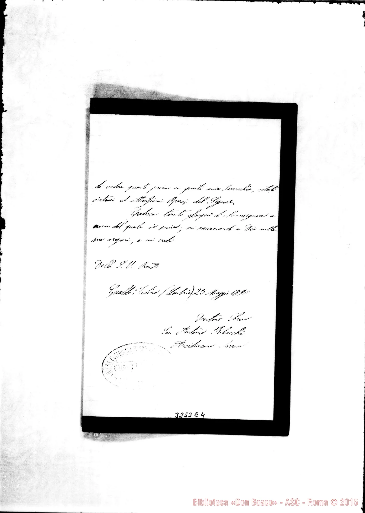Fotogramma E 4 — Gualdo Tadino: Don Antonio Ribacchi, parroco-Rev.do Sig. Gualdo Tadino, 23-05-1890