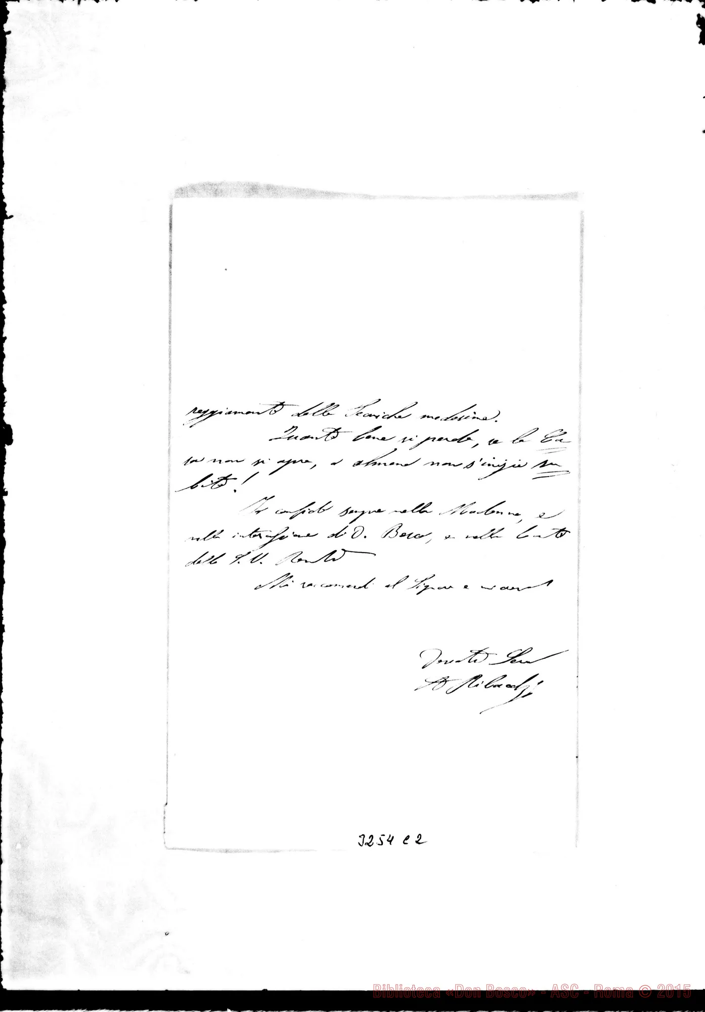 Fotogramma C 2 — Don Ribacchi-Rev.mo Padre. Gualdo T., 9-04-1894 Autogr. Rua
