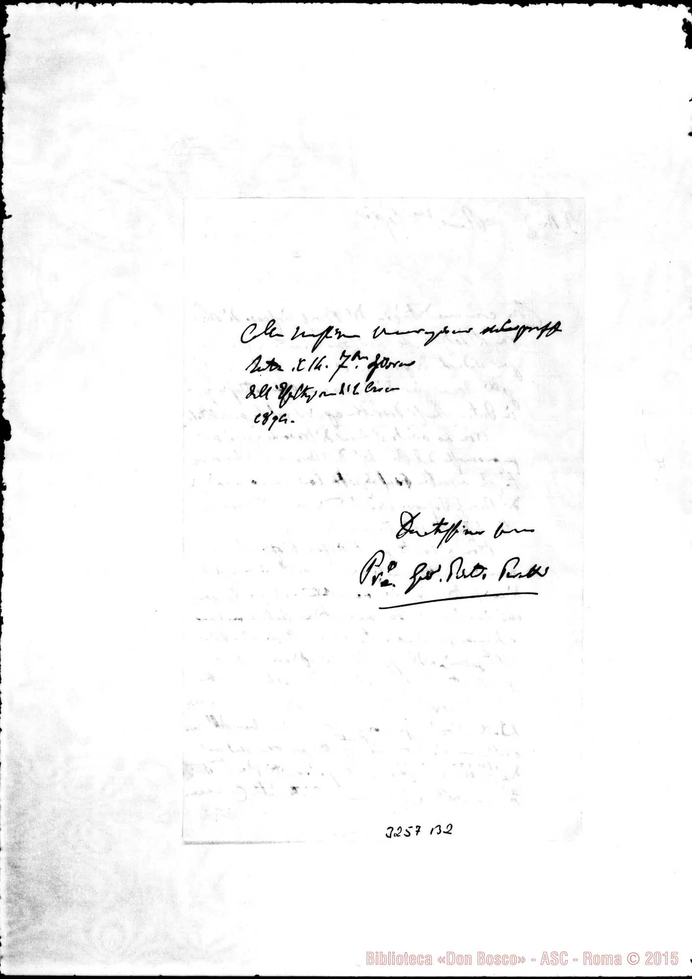 Fotogramma B 2 — Don Pietro Peretti-Rev.do Sig. Intra, 2-08-1894
