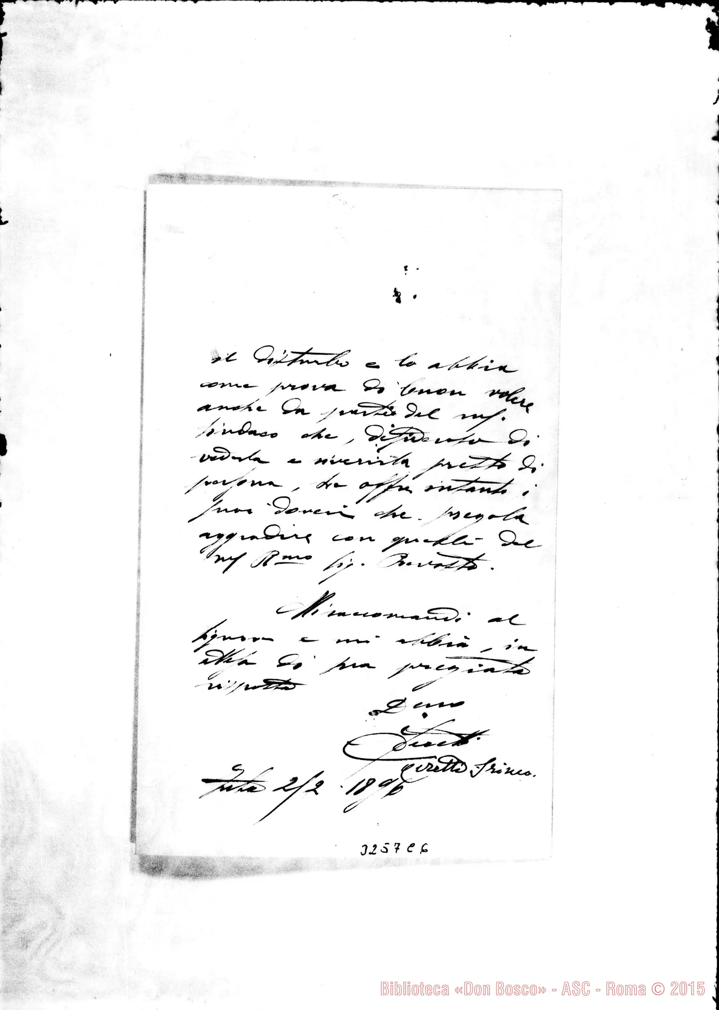 Fotogramma C 6 — J. Ceretti-Don Rua. Intra, 2-02-1896