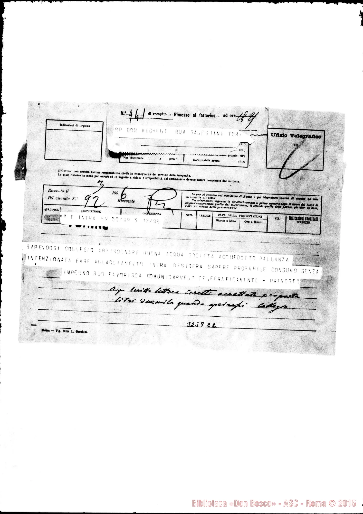 Fotogramma E 2 — Ceretti-Don Rua. Telegramma