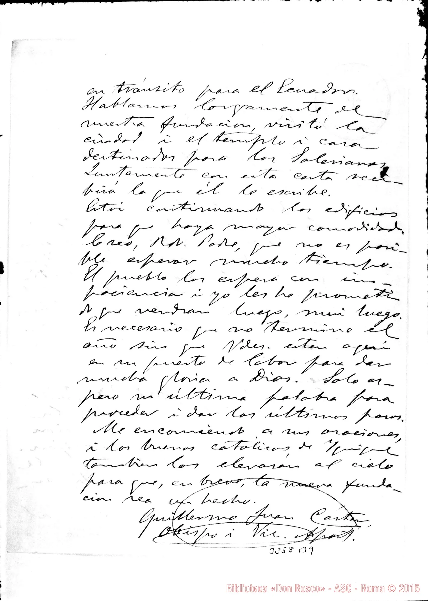 Fotogramma B 9 — Guillermo Juan Càrter, vie. apost. Iquique, 16-07-1896