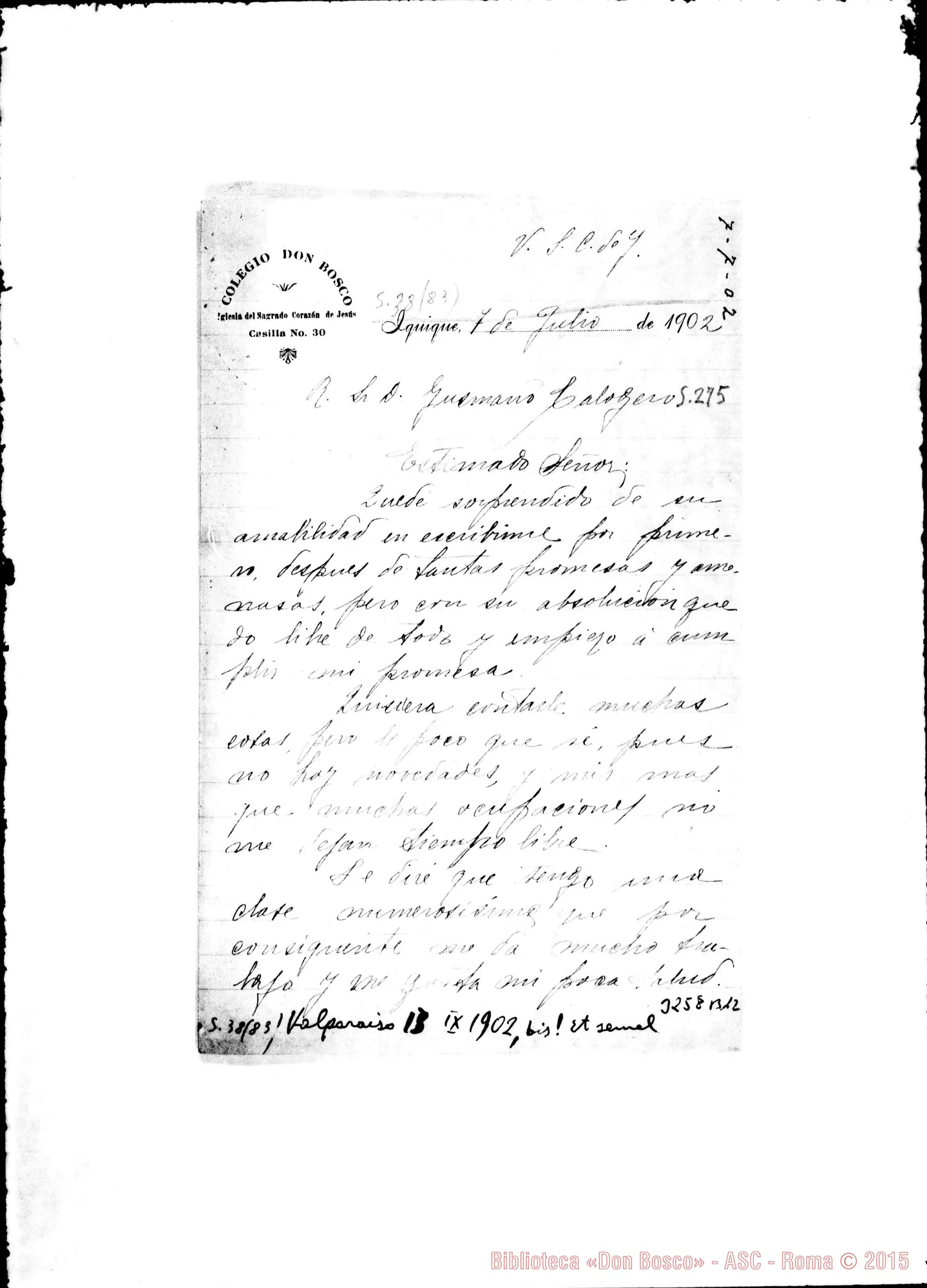 Fotogramma B 12 — Ch. Florencio Sáez-Don Gusmano. Iquique, 7-07-1902