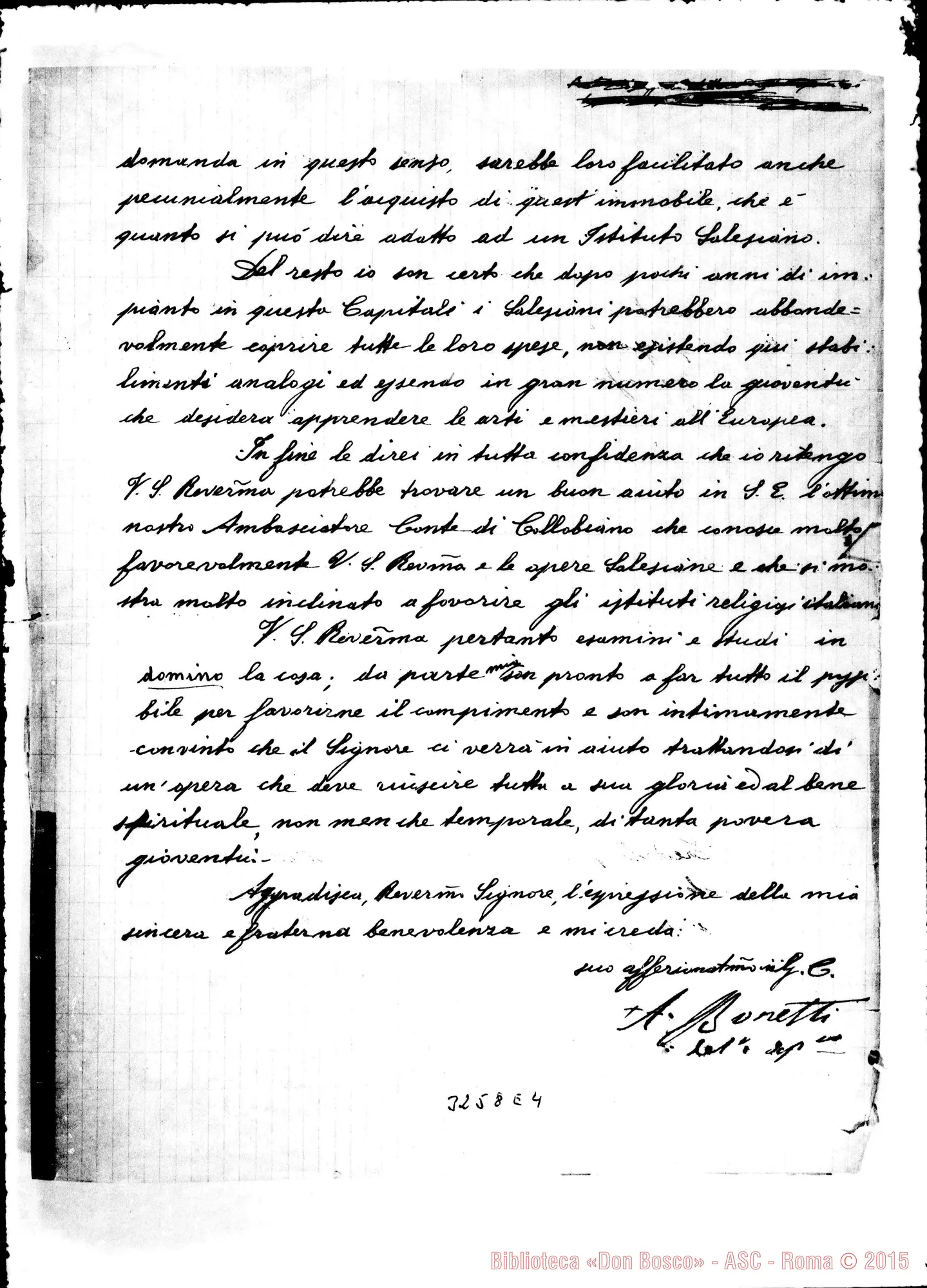 Fotogramma E 4 — Augusto Bonetti, vesc.-Don Rua. Costantinopoli, 5-10-1893 Autogr. Rua