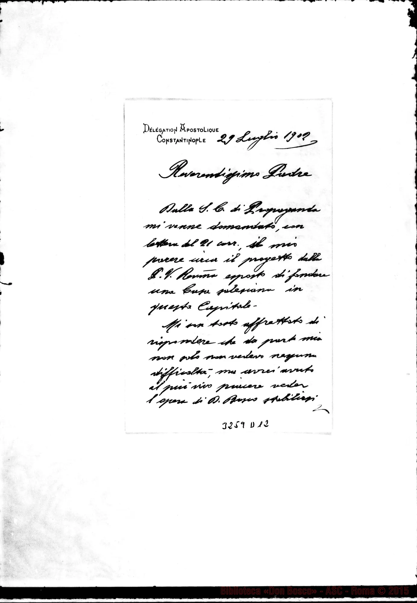 Fotogramma D 12 — Augusto Bonetti, vesc.-Rev.mo Padre. Costant., 29-07-1902
