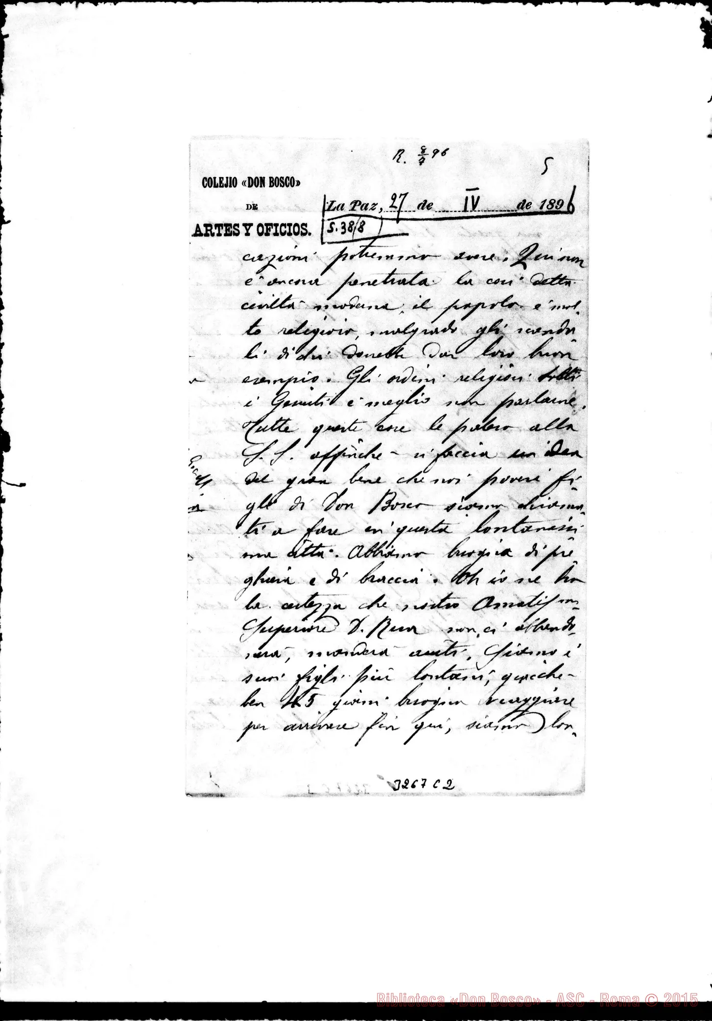 Fotogramma C 2 — Don Luigi Costamagna-Don Rua. La Paz, 22-04-1896. Autogr. Rua