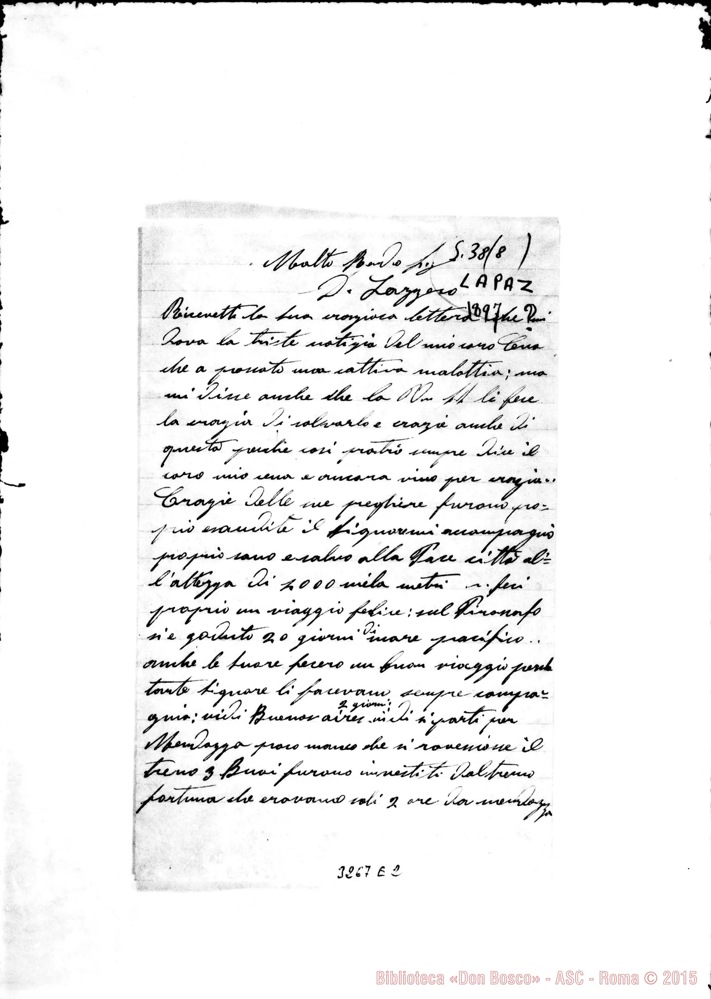 Fotogramma E 2 — A Don Lazzero, senza firma E senza data.