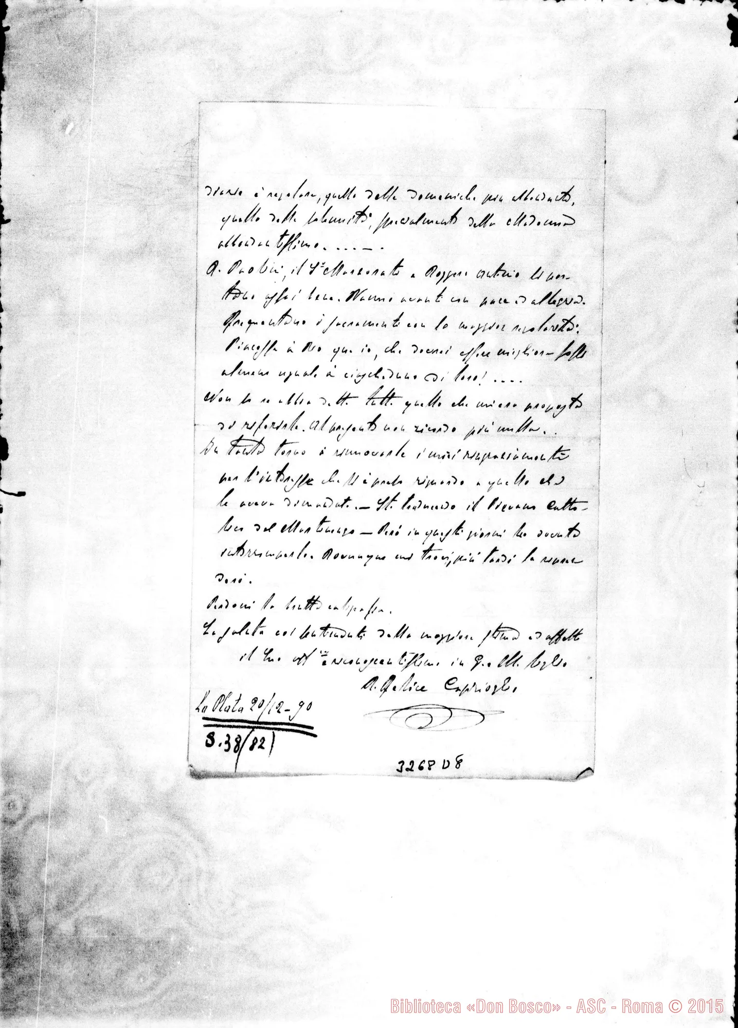 Fotogramma D 8 — La Piata: Don Felice Caprioglio-Don Rua. La Piata, 20-12-1890