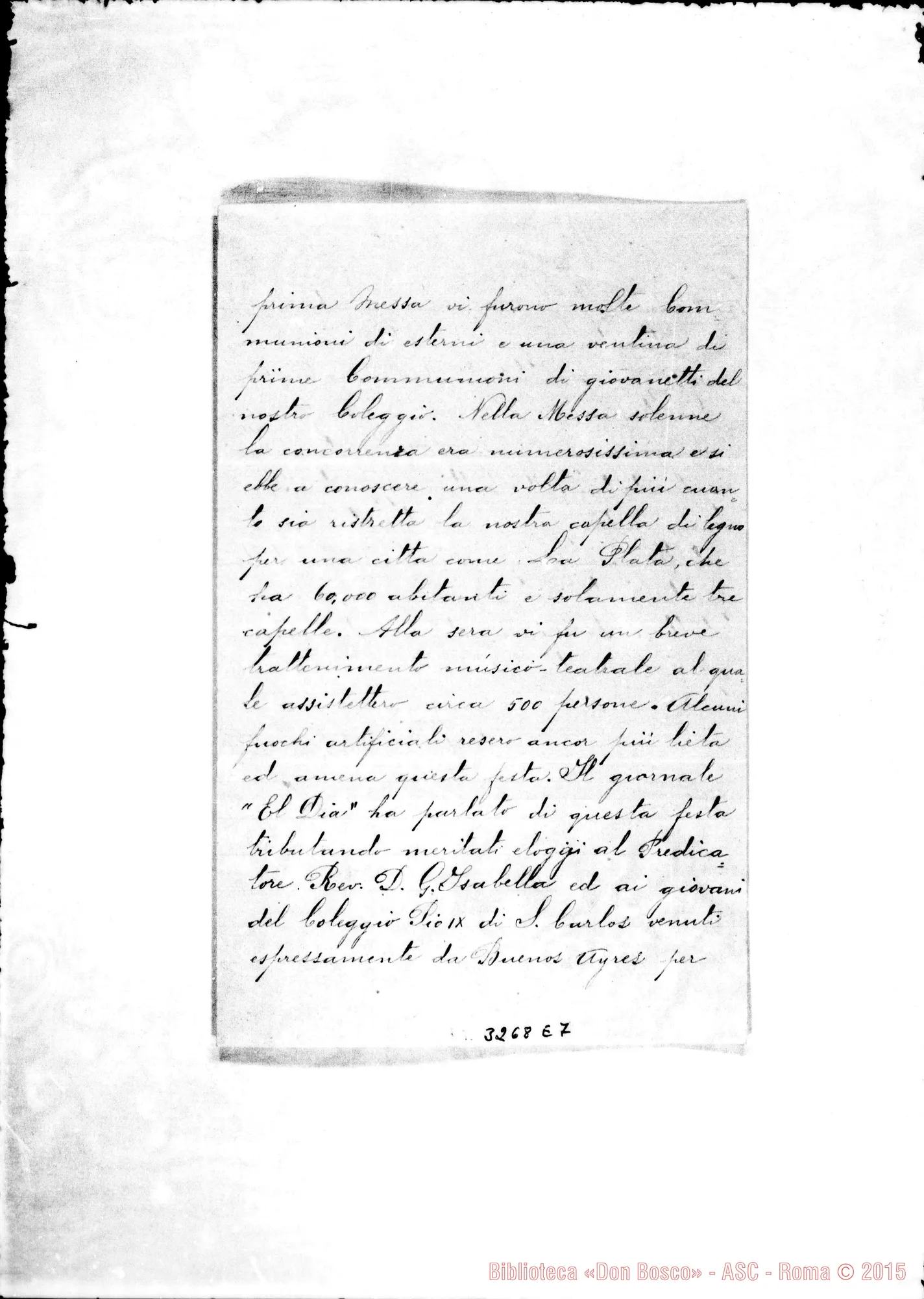 Fotogramma E 7 — Don Edvigio Paolini-Rev.mo Padre. La Piata, 24-06-1896