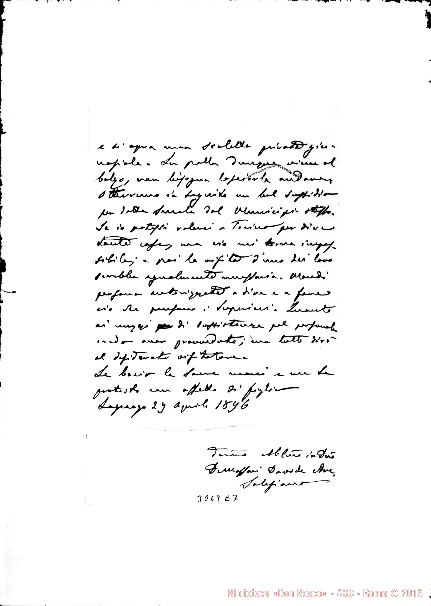 Fotogramma E 7 — Don Davide Demassari-Rev.mo Sig. Legnago, 26-04-1896