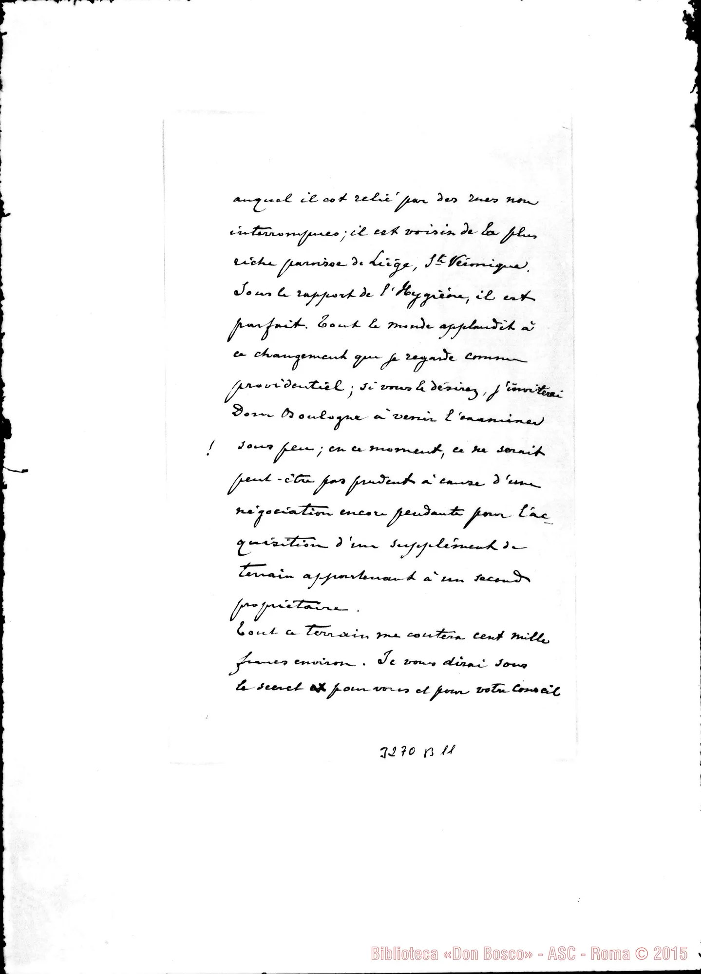 Fotogramma B 11 — Vittore G. Doutreloux, vesc.-Don Rua. Liège, 8-04-1889 Autogr. Rua