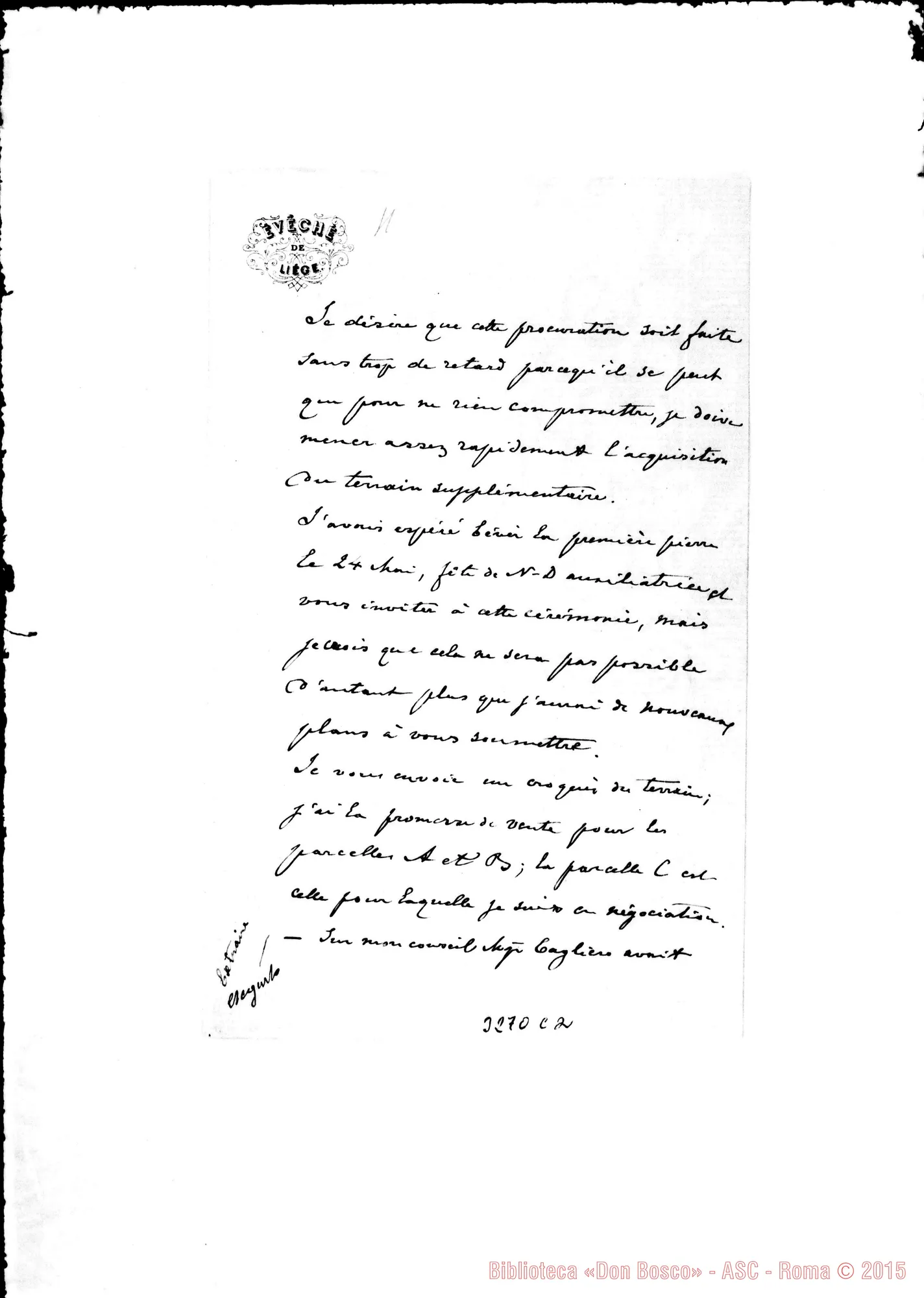 Fotogramma C 2 — Vittore G. Doutreloux, vesc.-Don Rua. Liège, 8-04-1889 Autogr. Rua
