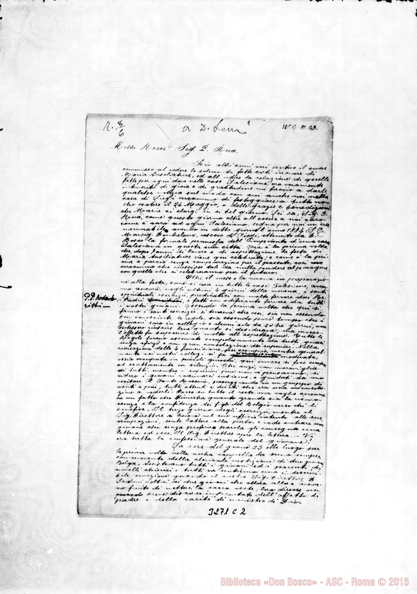 Fotogramma C 2 — Ch. Giovanni Parietti-Don Rua. Liège, 31-05-1892 Autogr. Rua. Segue D. Scaloni-Don Rua.