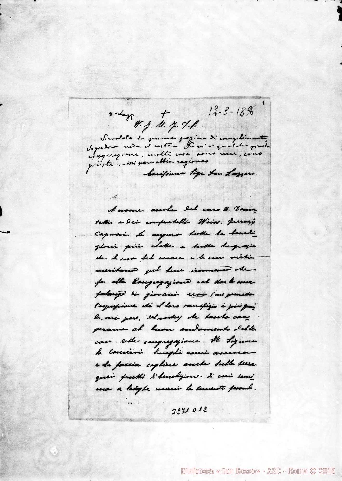 Fotogramma D 12 — Don Giovanni Caboni-Don Lazzero. Liège, 12-03-1896