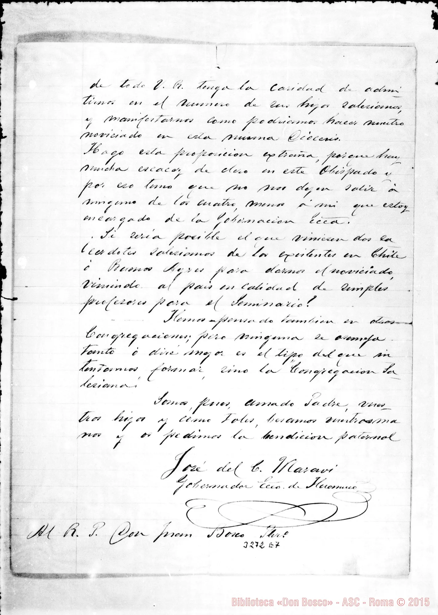 Fotogramma E 7 — José del C. Maraví, gobernador eclesiastico-Don Bosco, il 13-08-1887