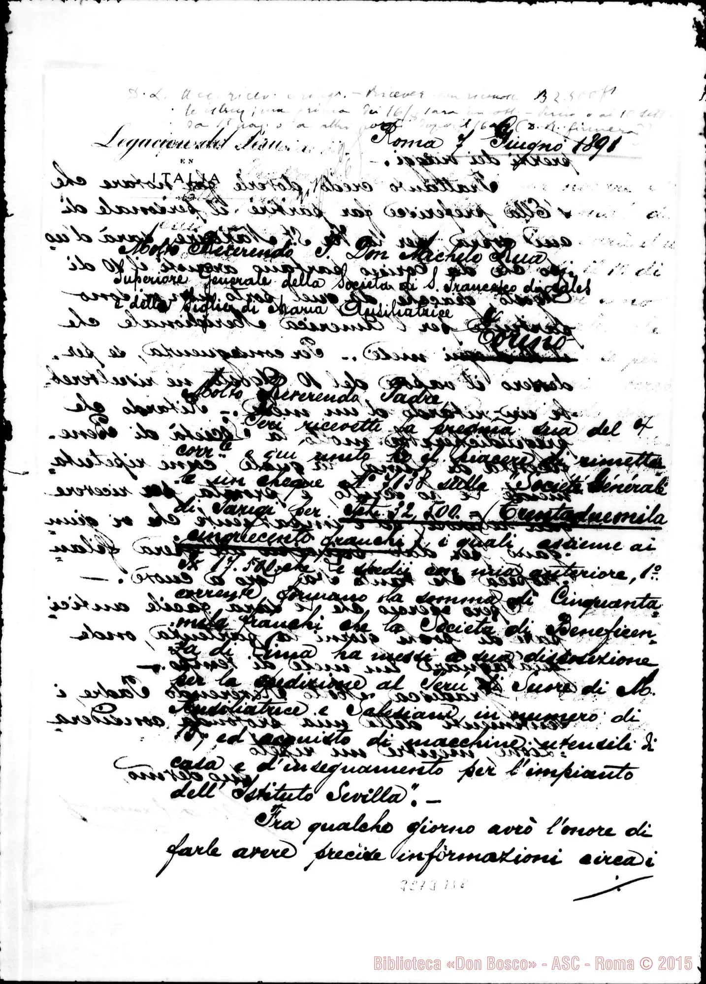 Fotogramma B 8 — José F. Canevaro-Don Rua. Roma, 7-06-1891 Autogr. Rua