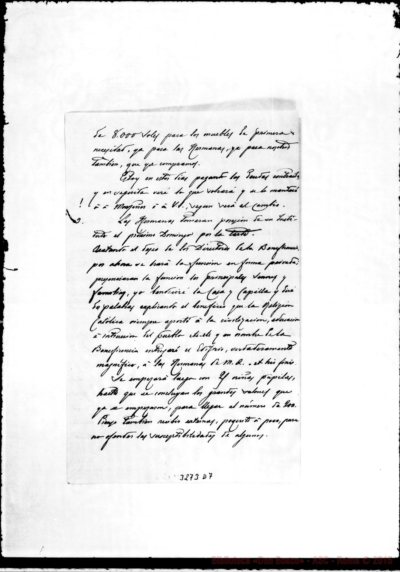 Fotogramma D 7 — Don Antonio Riccardi-Don Rua. Lima, 15-10-1891 Autogr. Rua