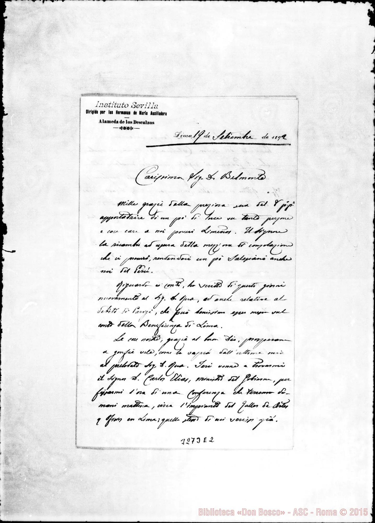 Fotogramma E 2 — Don Antonio Riccardi-Don Belmonte. Lima, 19-09-1892