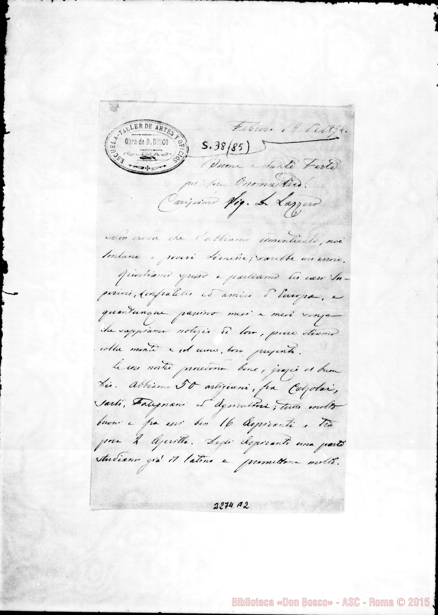 Fotogramma A 2 — Don Antonio Riccardi-Don Lazzero. Lima, 19-02-1894