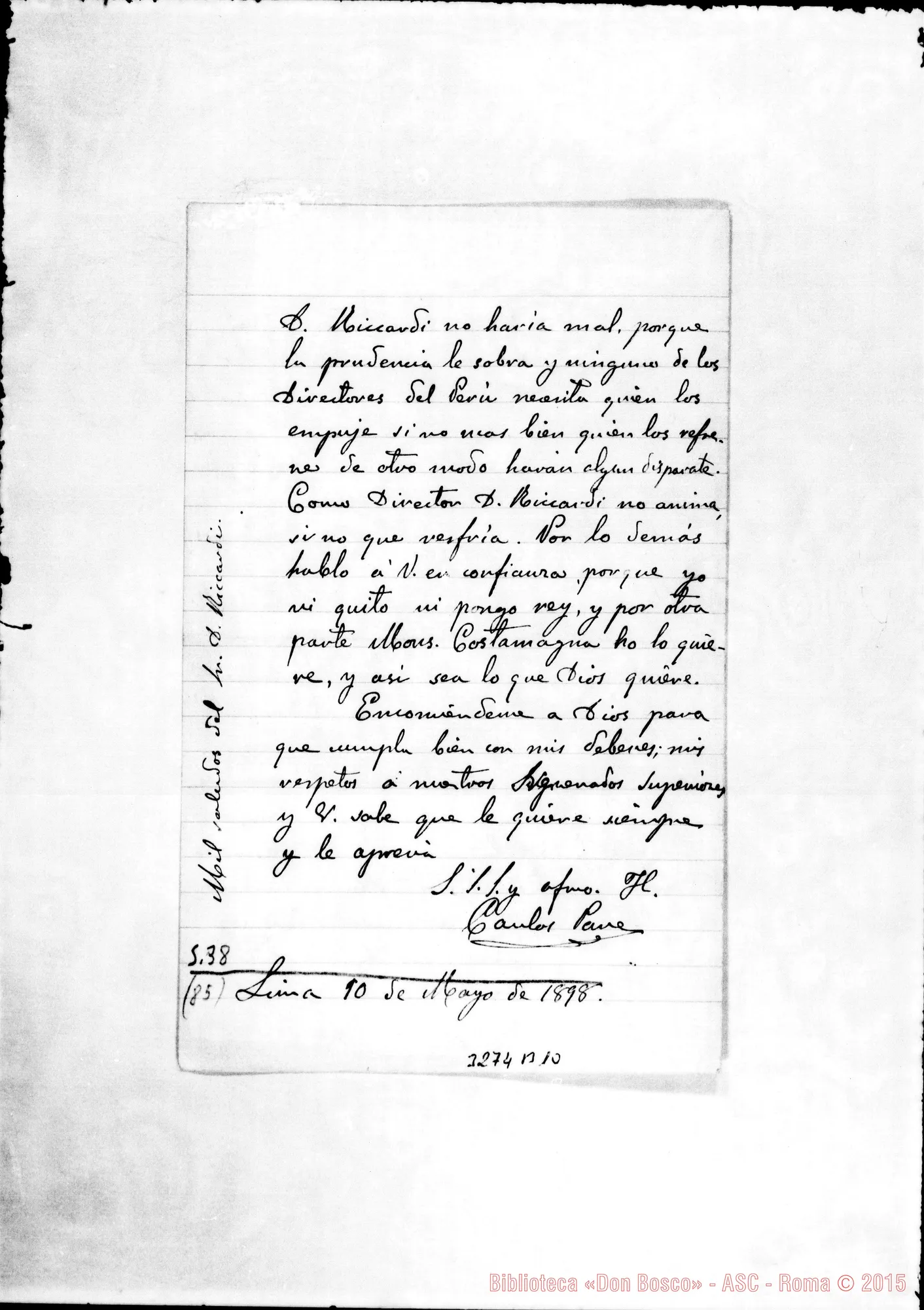 Fotogramma B 10 — Don Carlos Pane-Don Barberis. Lima, 10-05-1898