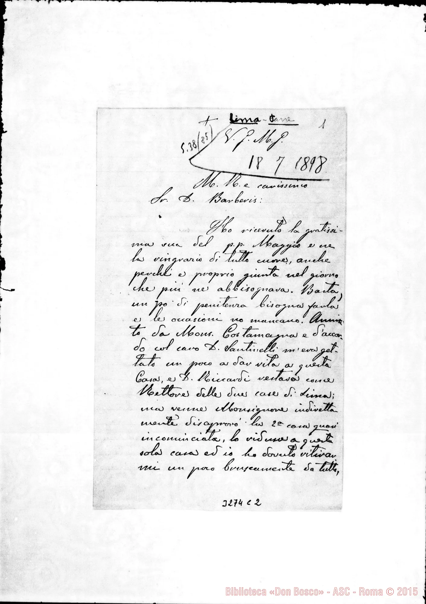 Fotogramma C 2 — Don Carlos Pane-Don Barberis. Lima, 18-07-1898