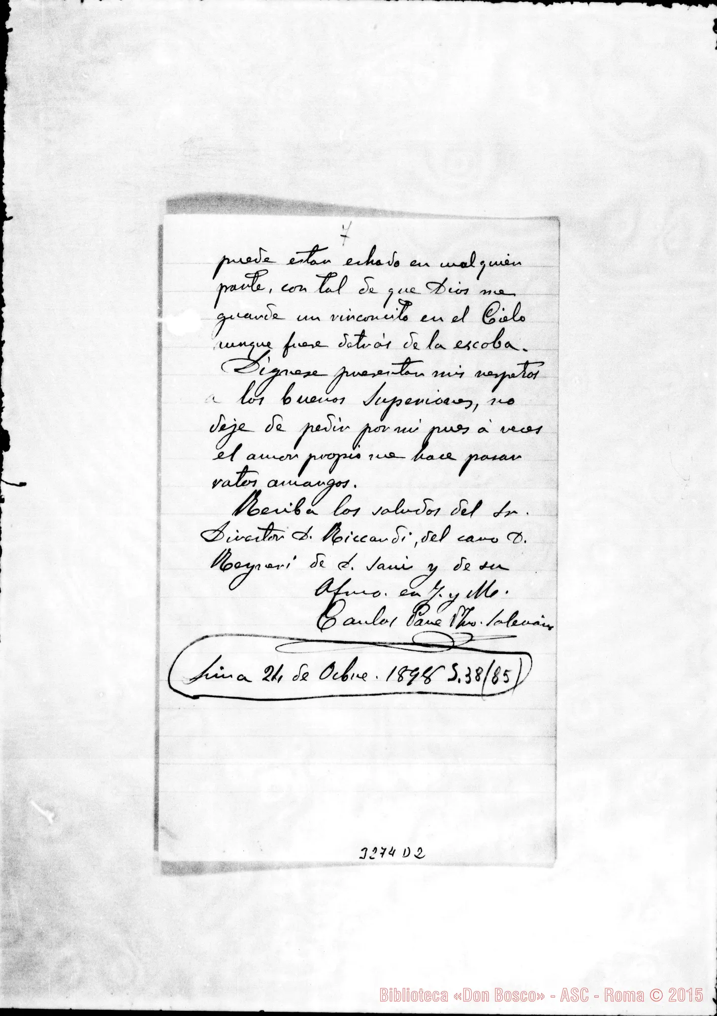 Fotogramma D 2 — Don Carlos Pane-Don Barberis. Lima, 24-10-1898