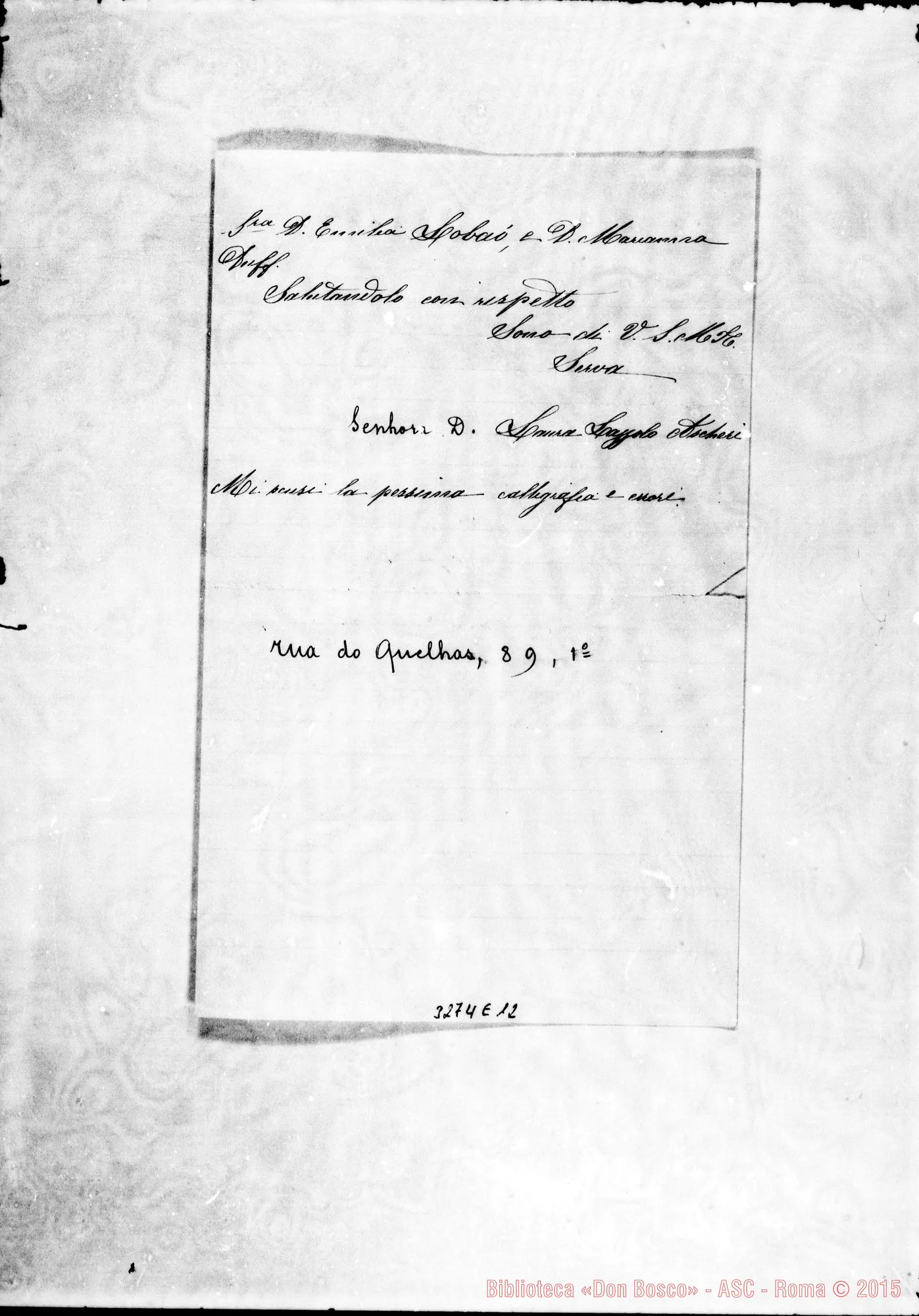Fotogramma E 12 — Lisbona: Laura Lazzolo Ascheri-Don Rua. Lisbona, 15-09-1890