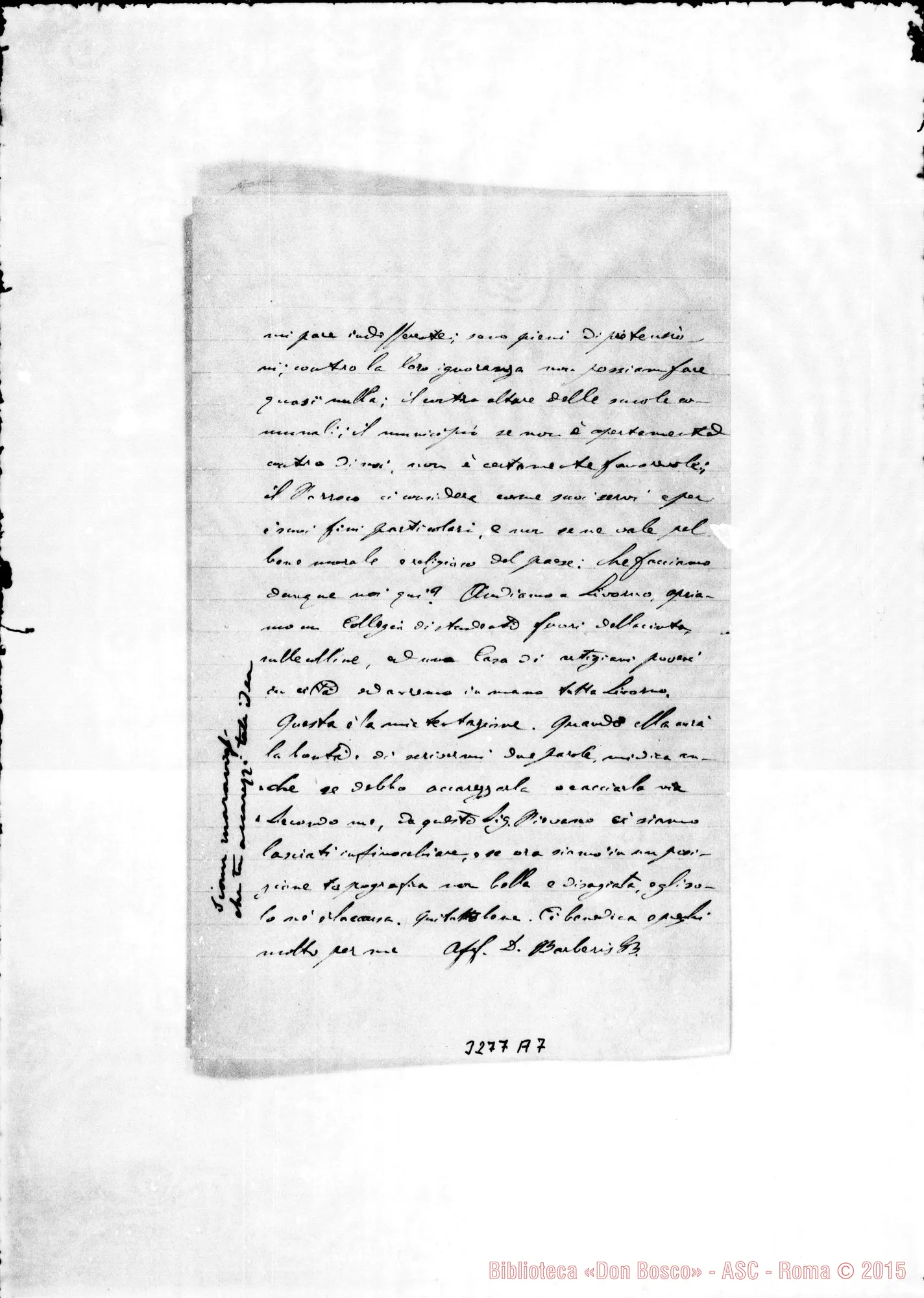Fotogramma A 7 — Don Giov. Batt. Barberis-Don Rua. Collesalvetti, 3-01-1896 Autogr. Rua